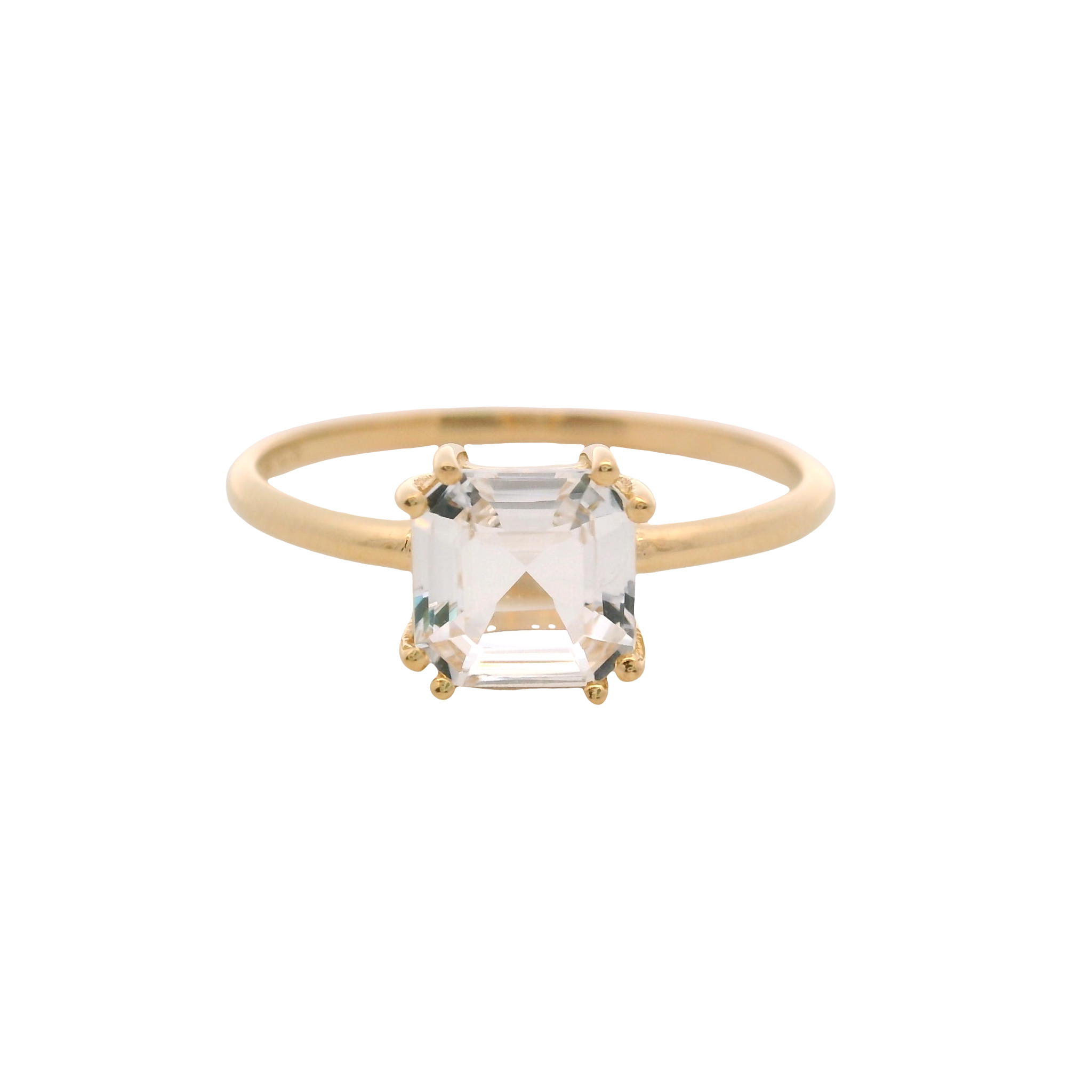 925YG SOLITARY CUSHION ROCK CRYSTAL 7MM RING T6.5