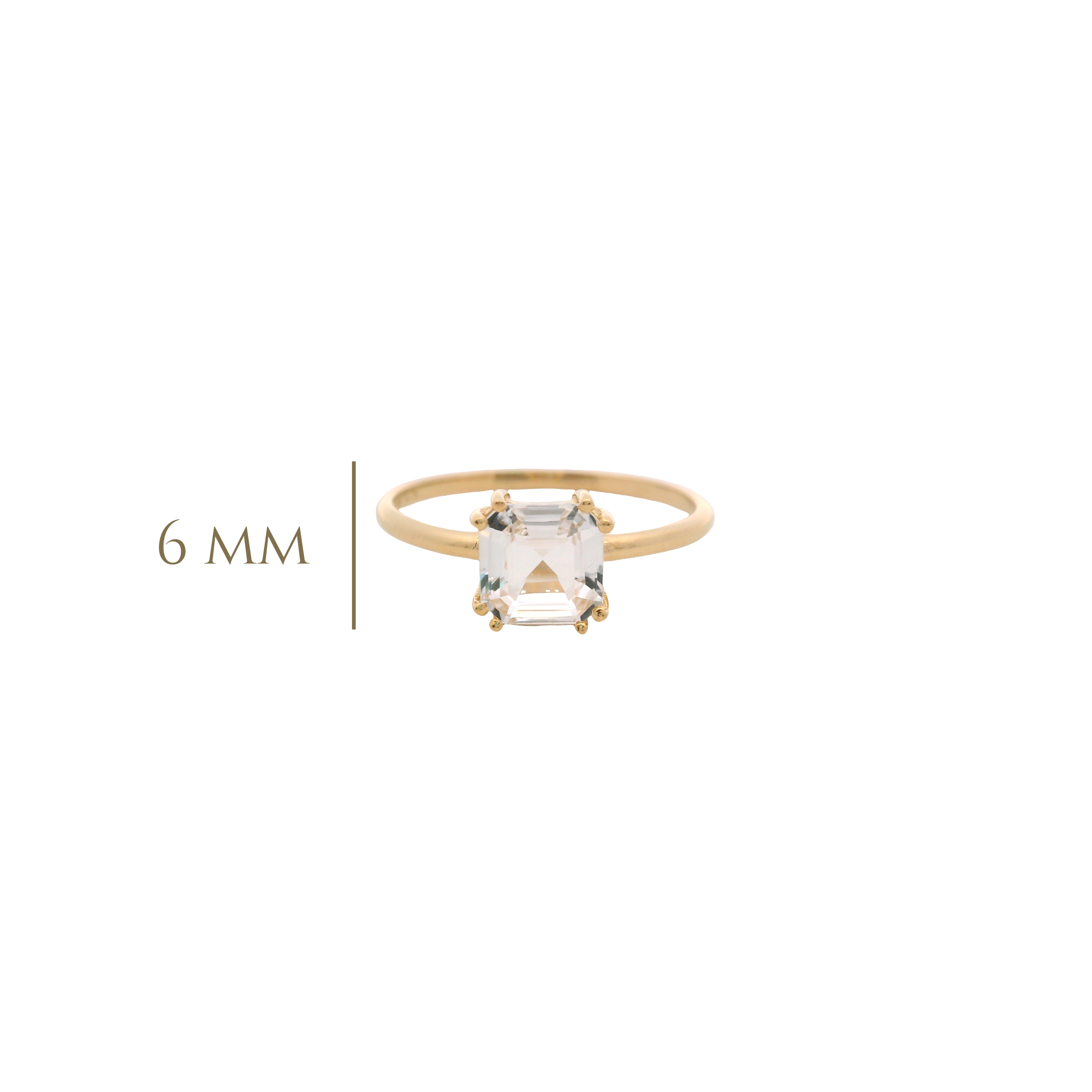 925YG SOLITARY CUSHION ROCK CRYSTAL 7MM RING T6.5