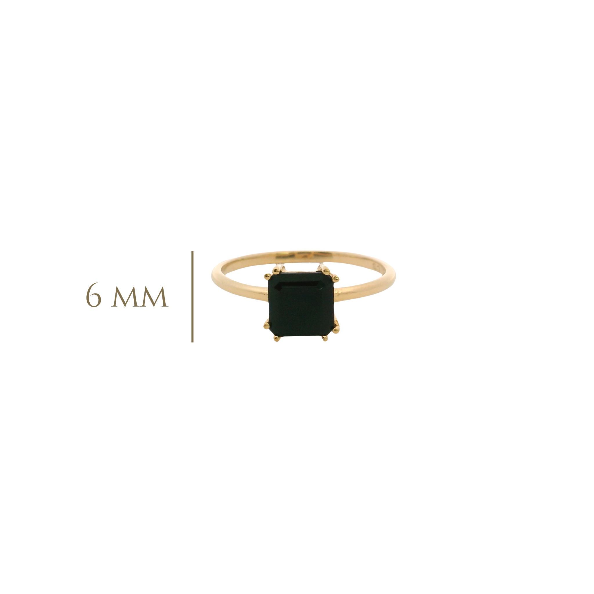 925YG SOLITARY CUSHION ONYX BLACK 7MM RING T6.5
