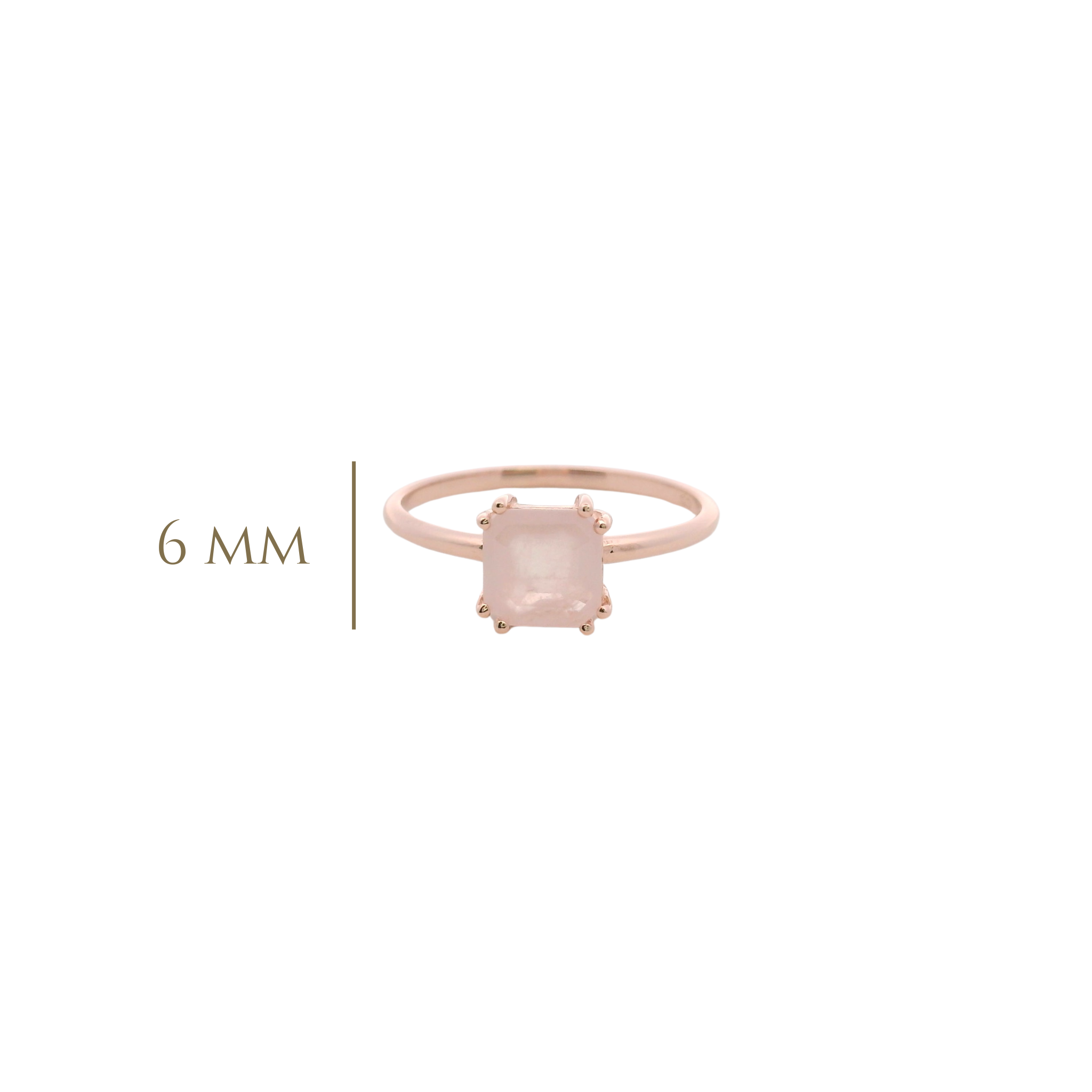925RG SOLITARY CUSHION ROSE QUARTZ OPAQUE 7MM RING T6.5