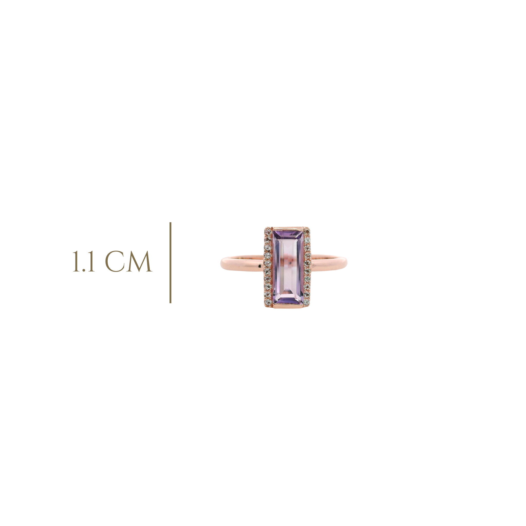 925RG SOLITARY BAGUETTE AMETHYST WITH TOPAZ WHITE 11MM RING T6.5