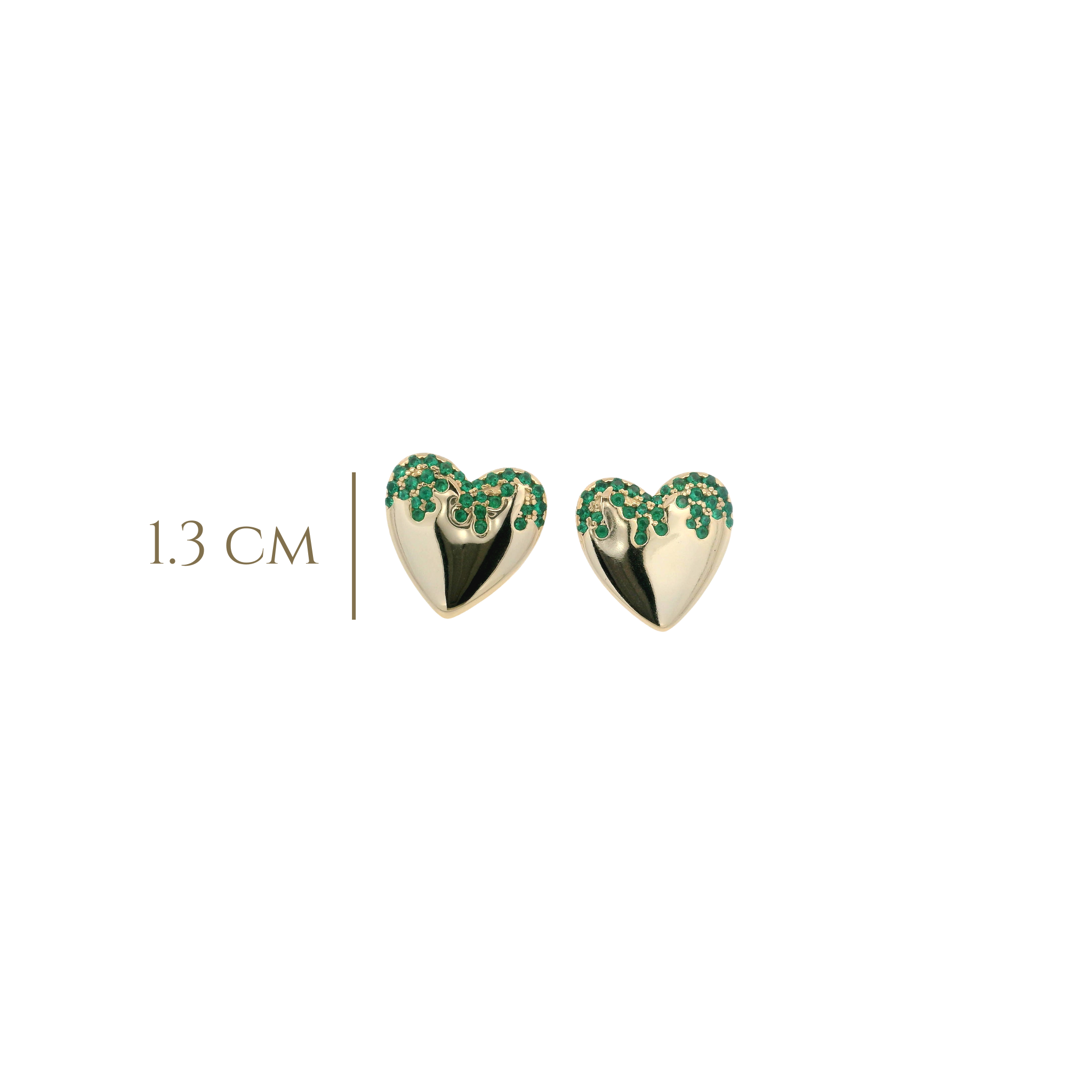 925YG HEART SMOOTH CZ GREEN EARRINGS