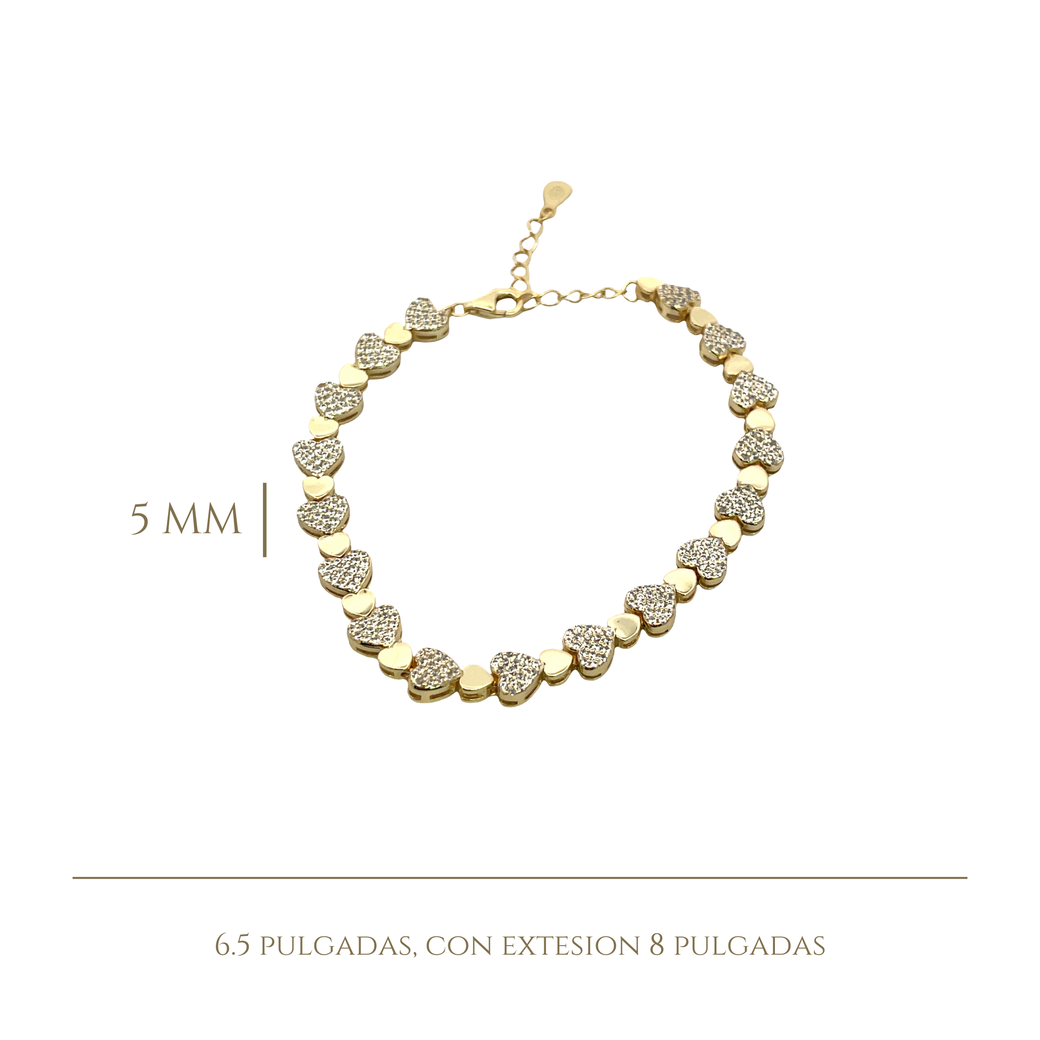 925YG TENNIS HEART PAVE AND MINI HEART BRACELET