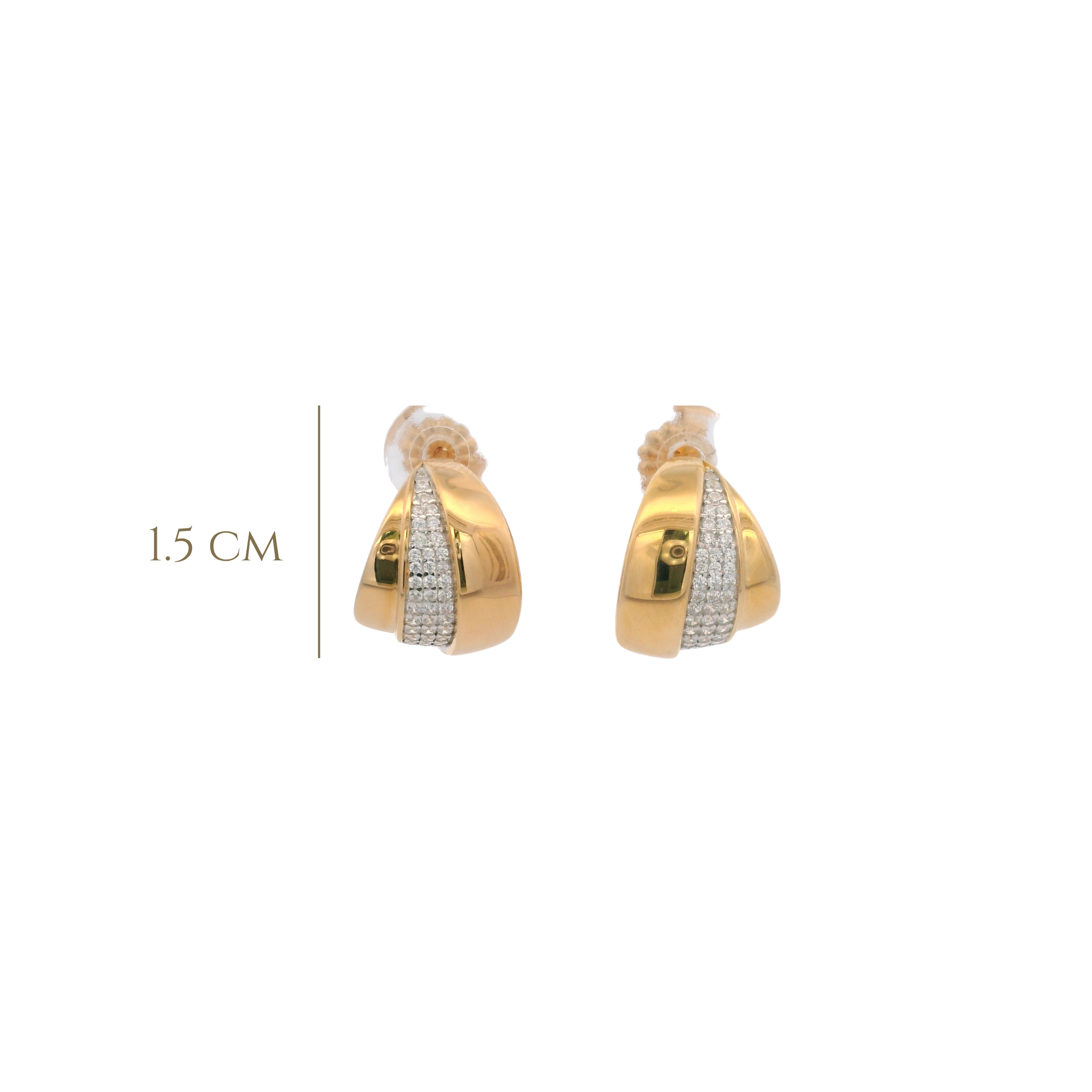 925YG DOME CENTER CZ EARRINGS