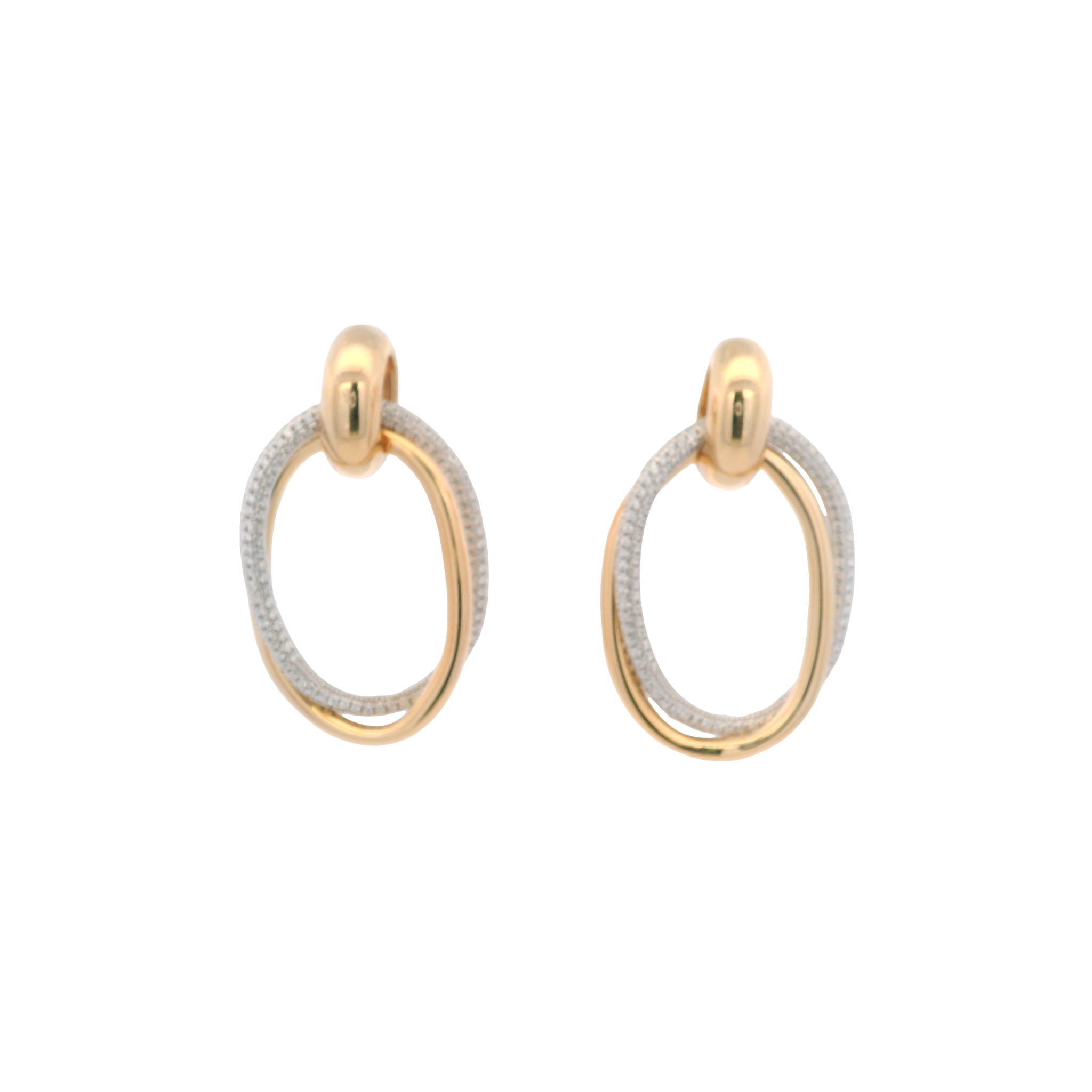 925YG DOUBLE INTERLOCKED CIRCLE EARRINGS