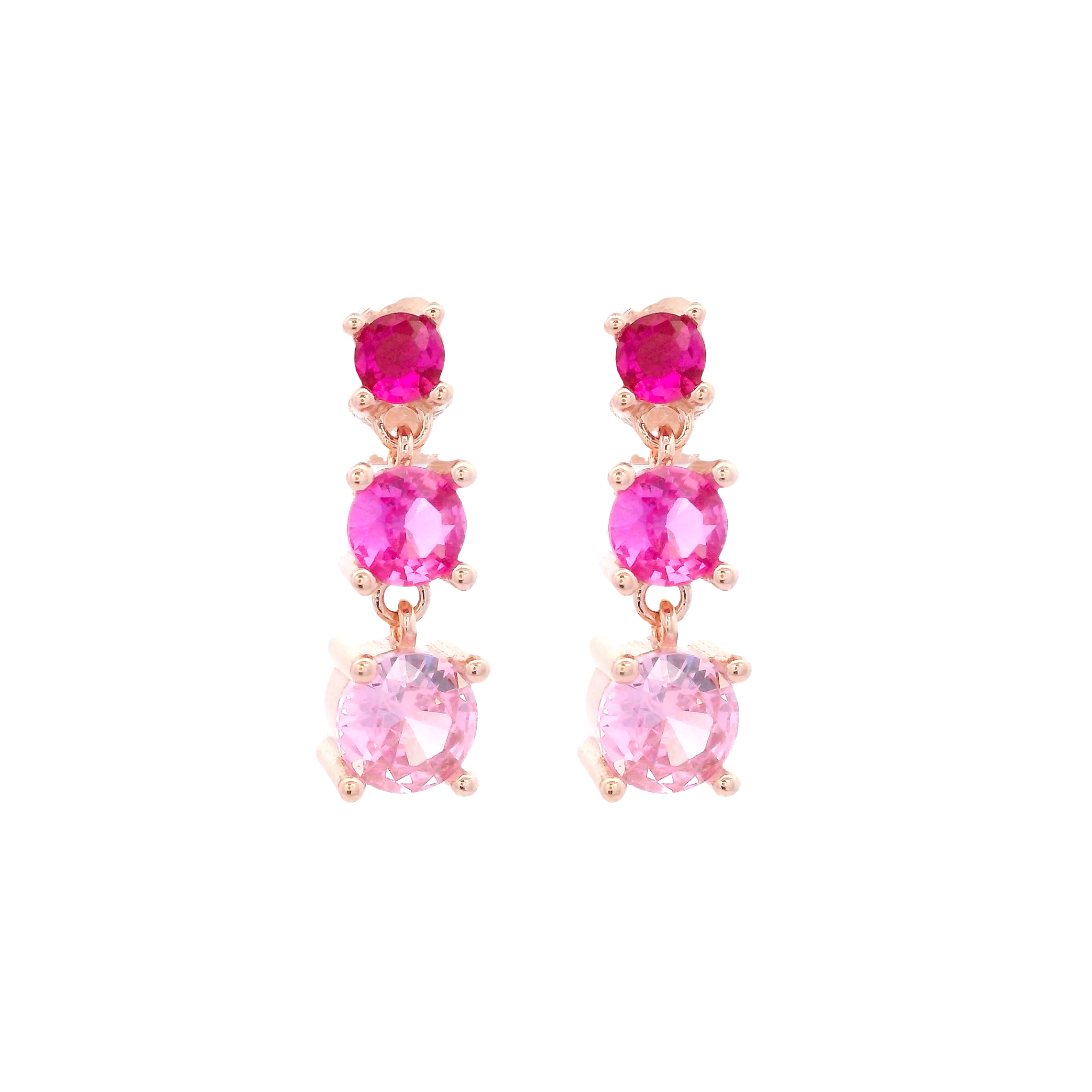 925RG TRIPLE STONE FUSHIA EARRINGS