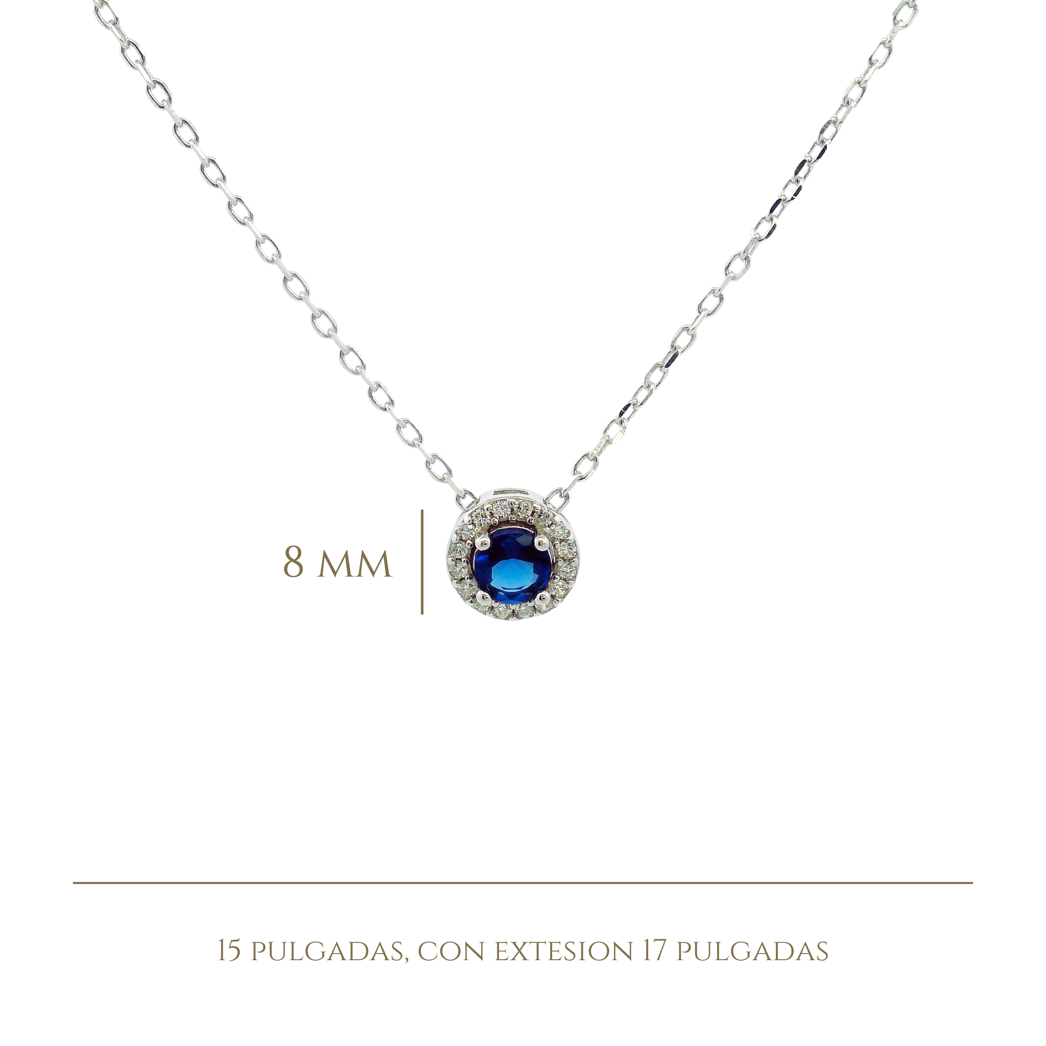 925SL HALO CENTER CZ BLUE NECKLACE