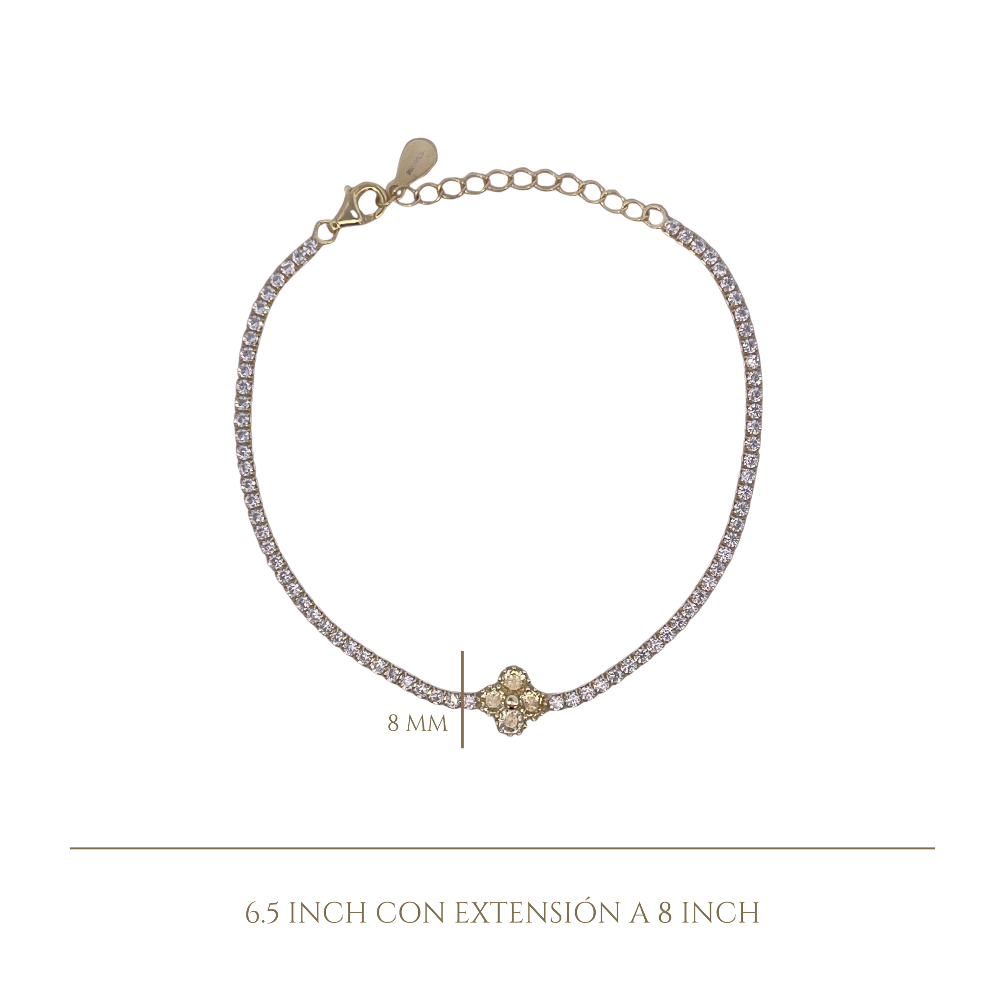 925YG TENNIS SOLITARY CLOVER CZ YELLOW BRACELET