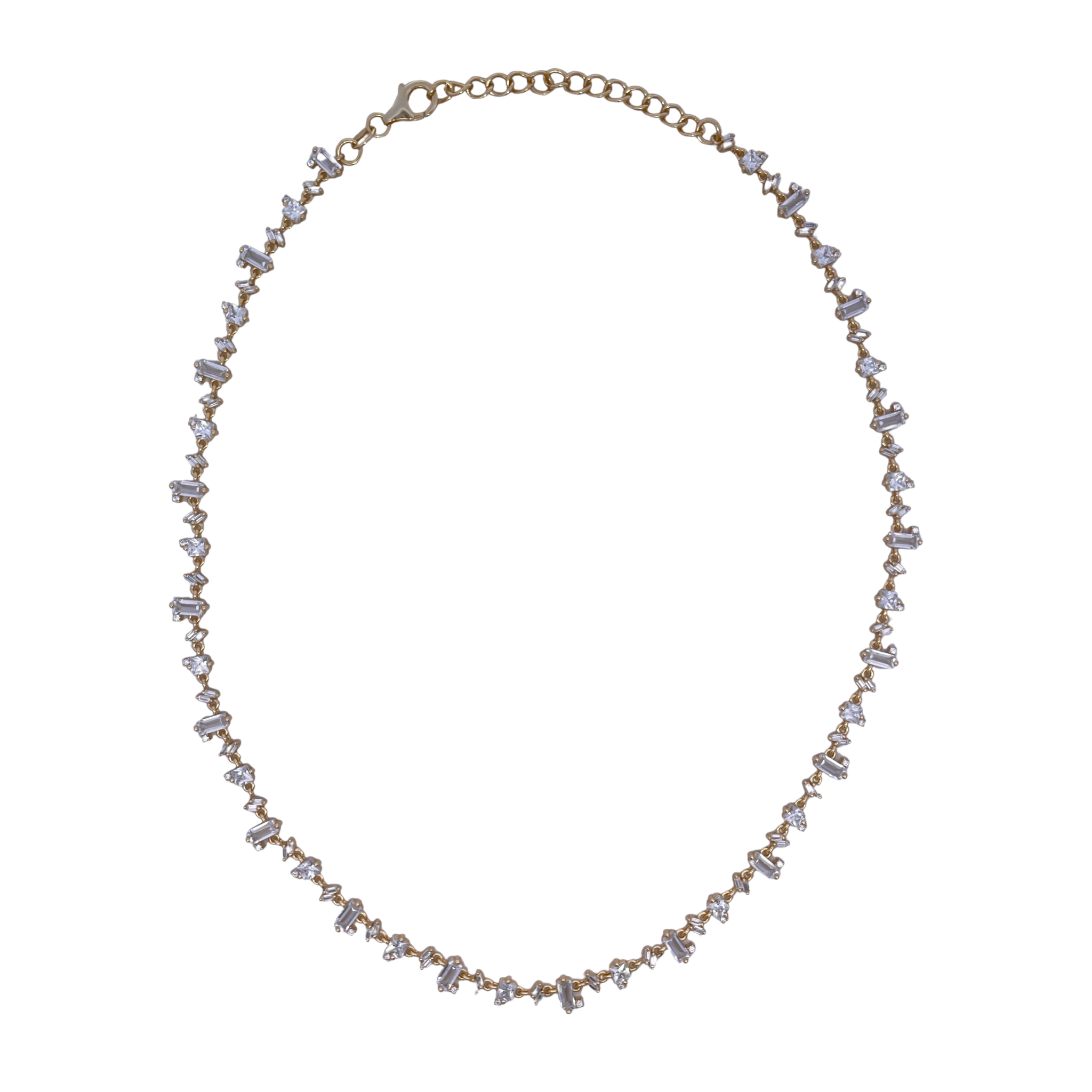 925YG TENNIS DIFFERENT CUTS CZ NECKLACE