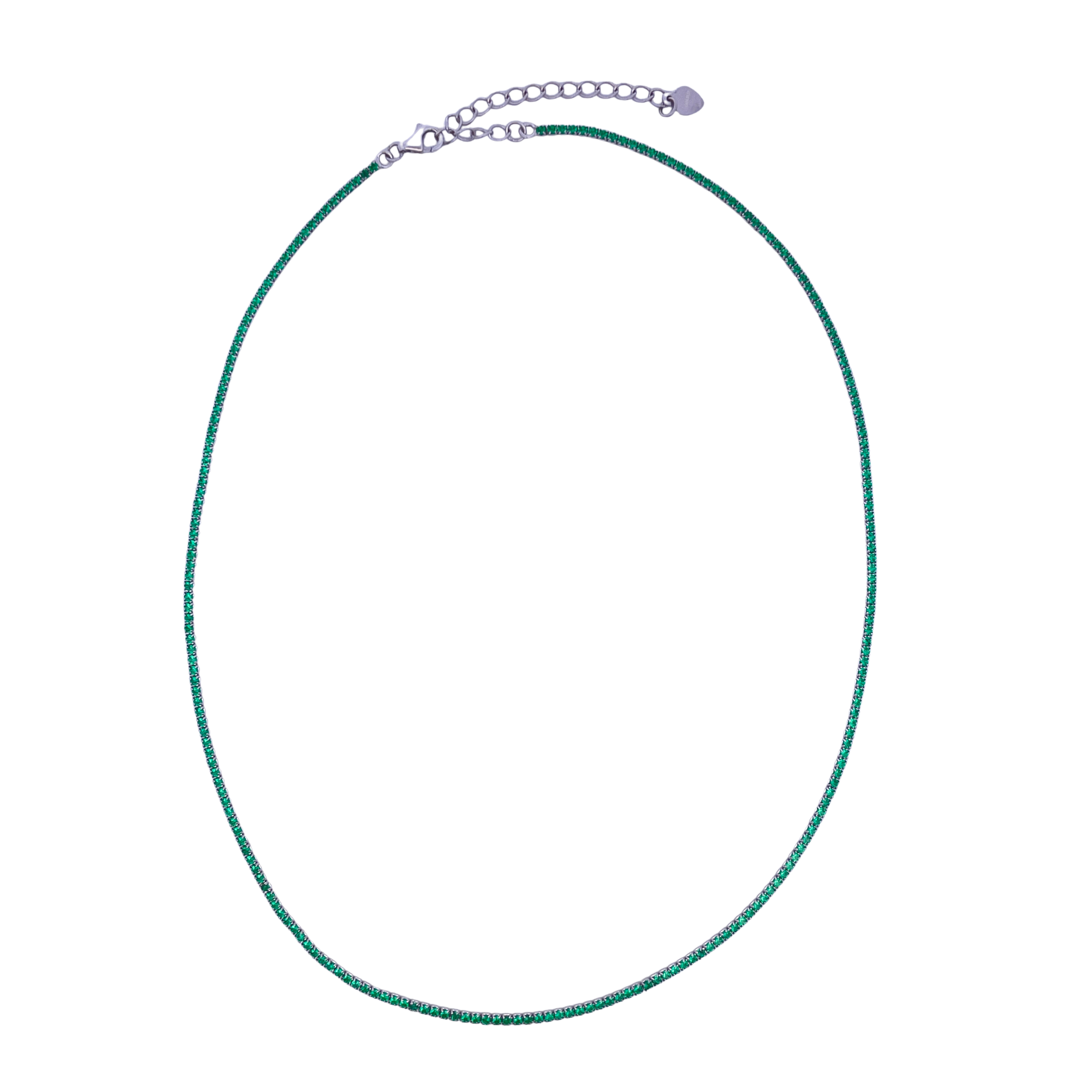 925SL MINI TENNIS CZ GREEN NECKLACE