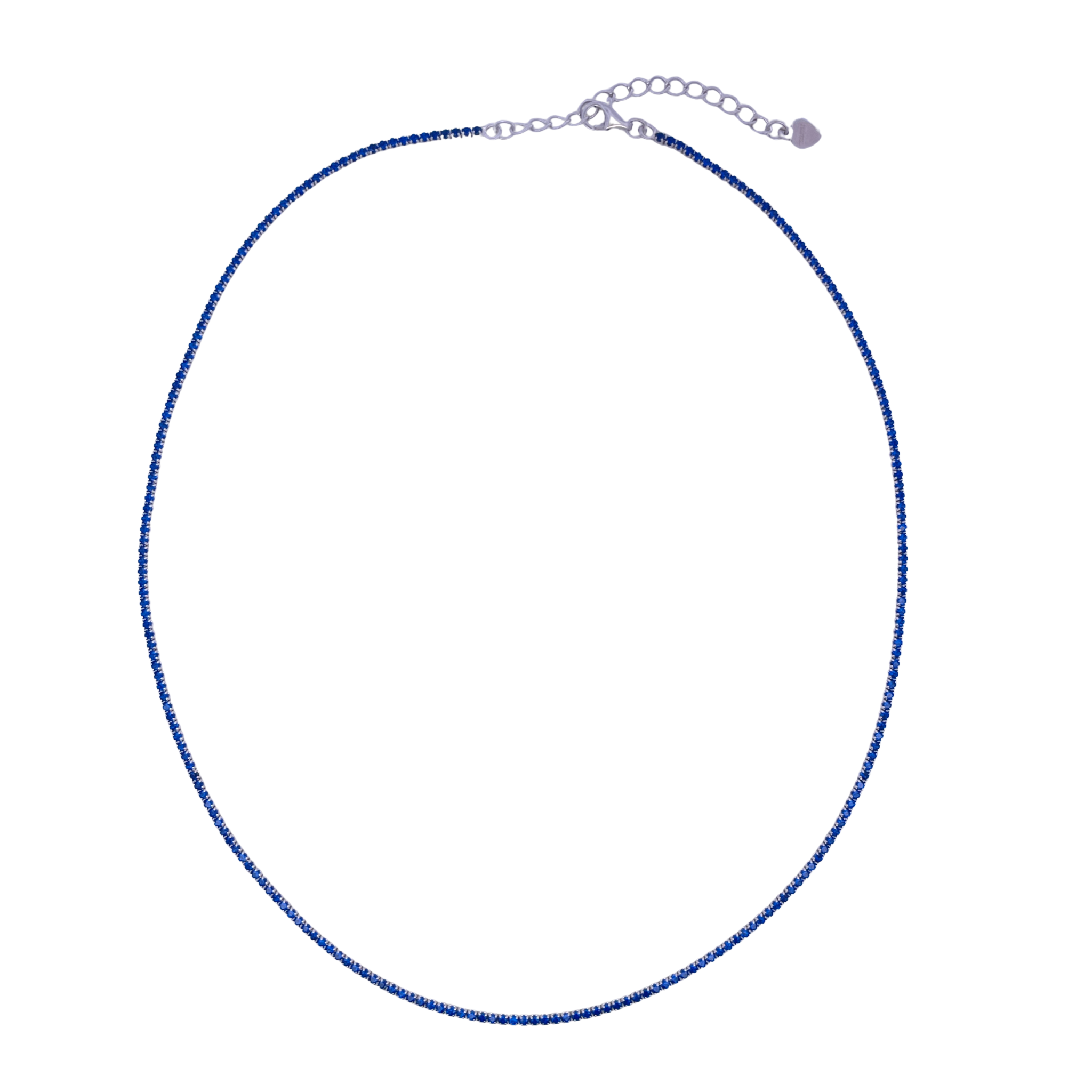 925SL MINI TENNIS CZ BLUE NECKLACE