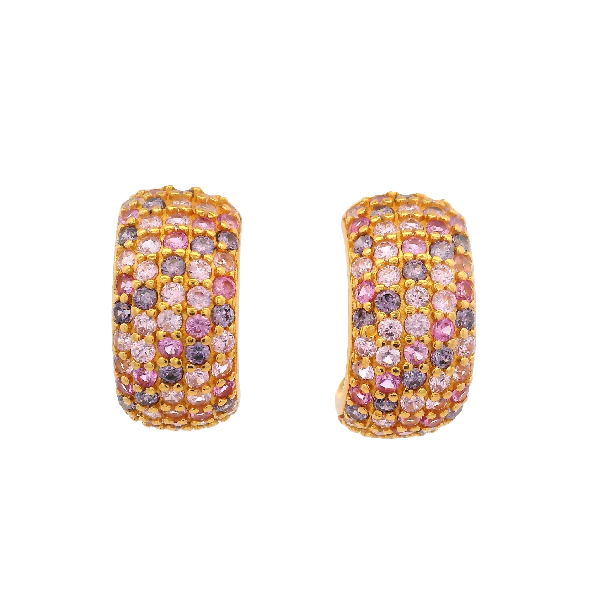 925YG BAGUETTE HOOPS MULTICOLOR CZ