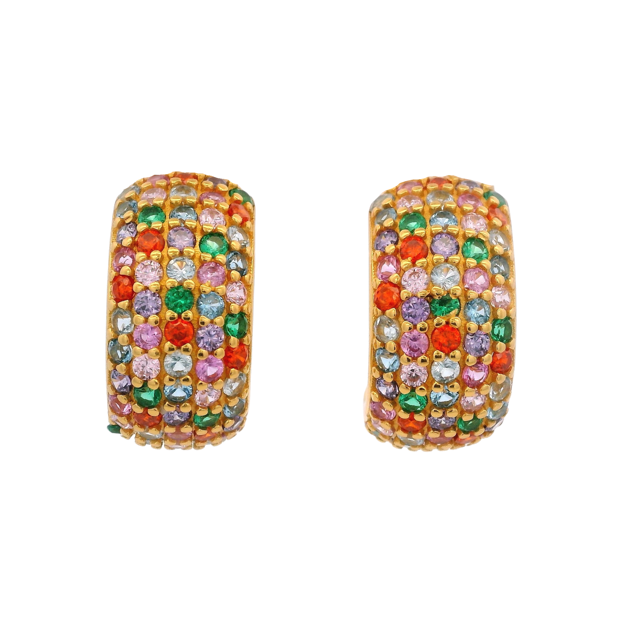 925YG BAGUETTE HOOPS MULTICOLOR CZ