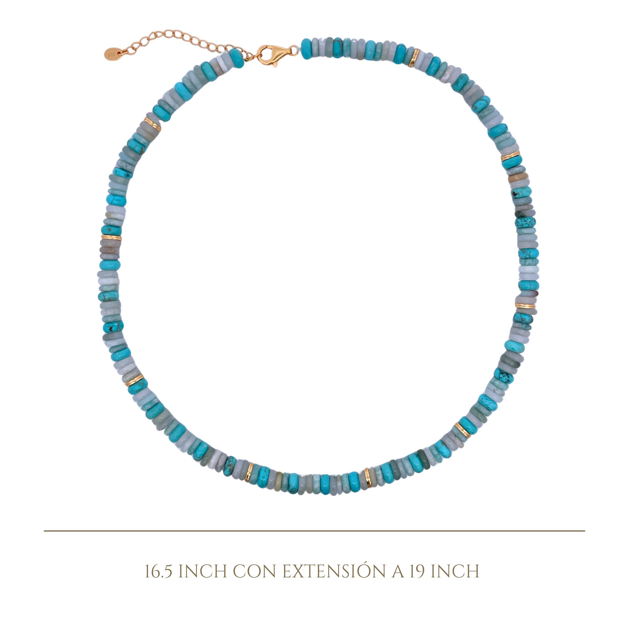 925YG BEANDS AND BALL GOLD NECKLACE TURQUOISE
