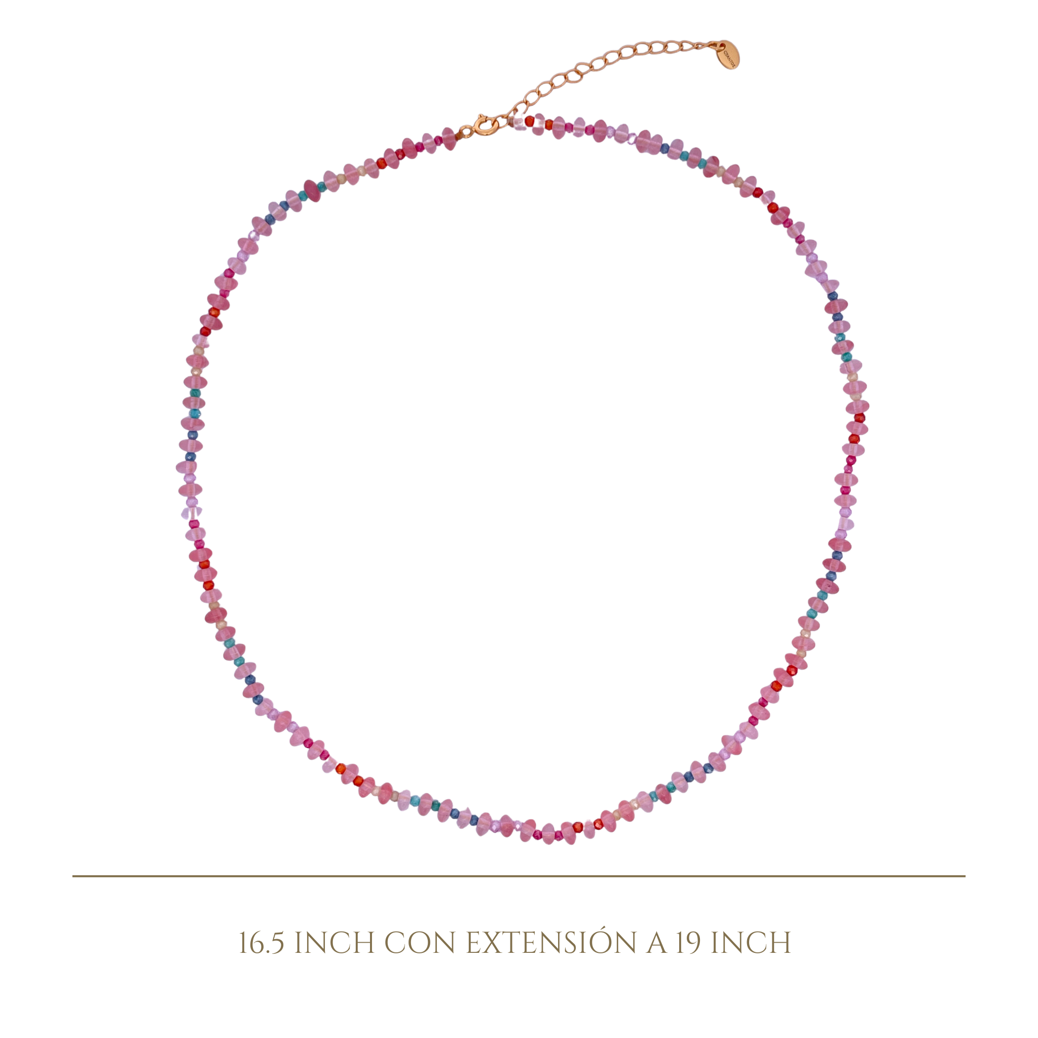 925YG BEANDS NECKLACE ROSE QUARTZ