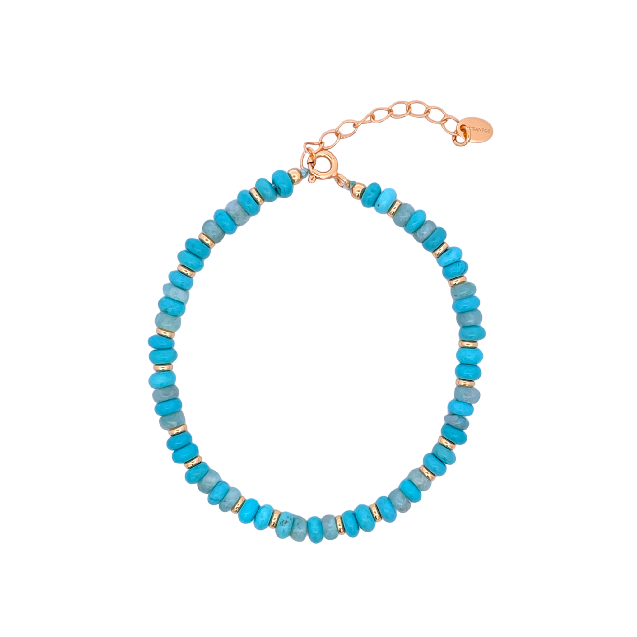 925YG BEANDS AND BALL GOLD BRACELET TURQUOISE