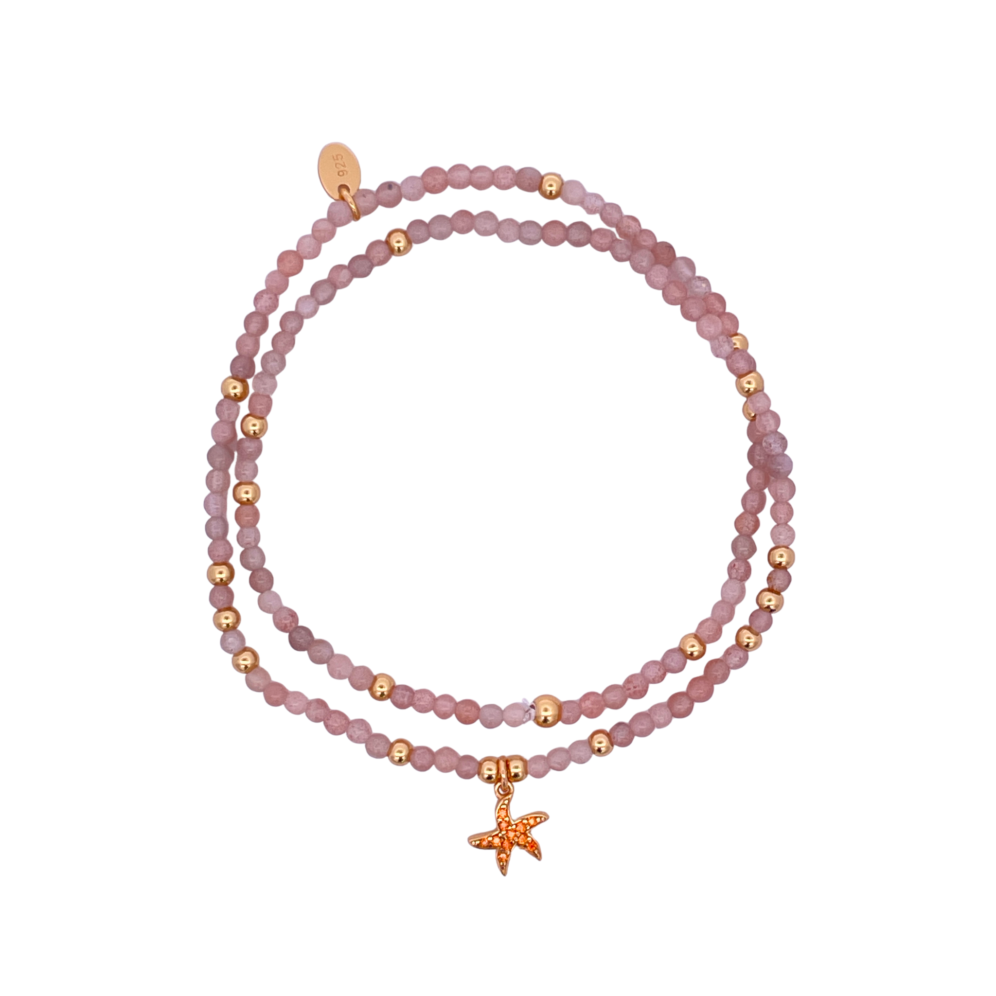 925YG BEANDS WITH STARFISH BRACELET SUSTONE