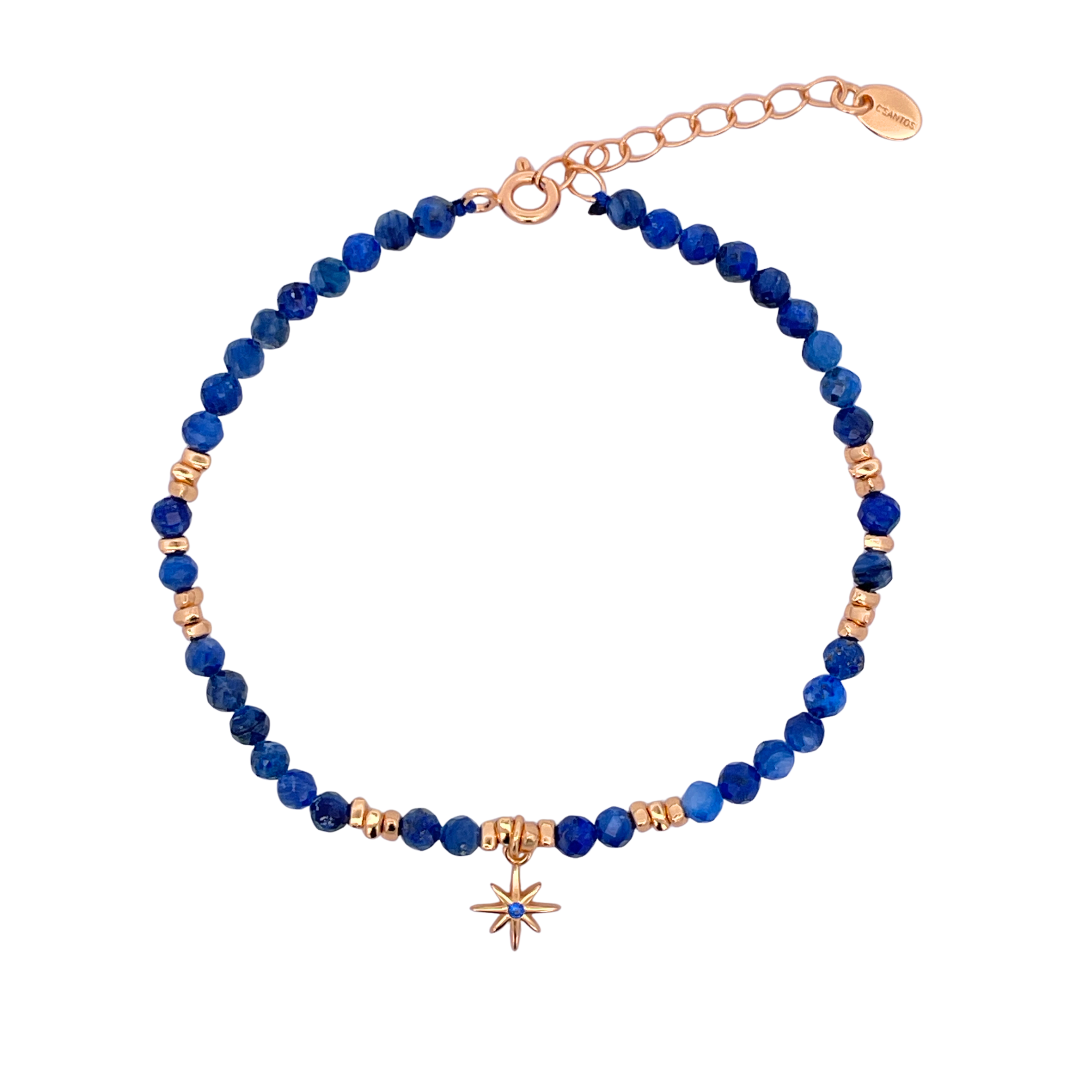 925YG BEANDS AND STAR BRACELET LAPIS