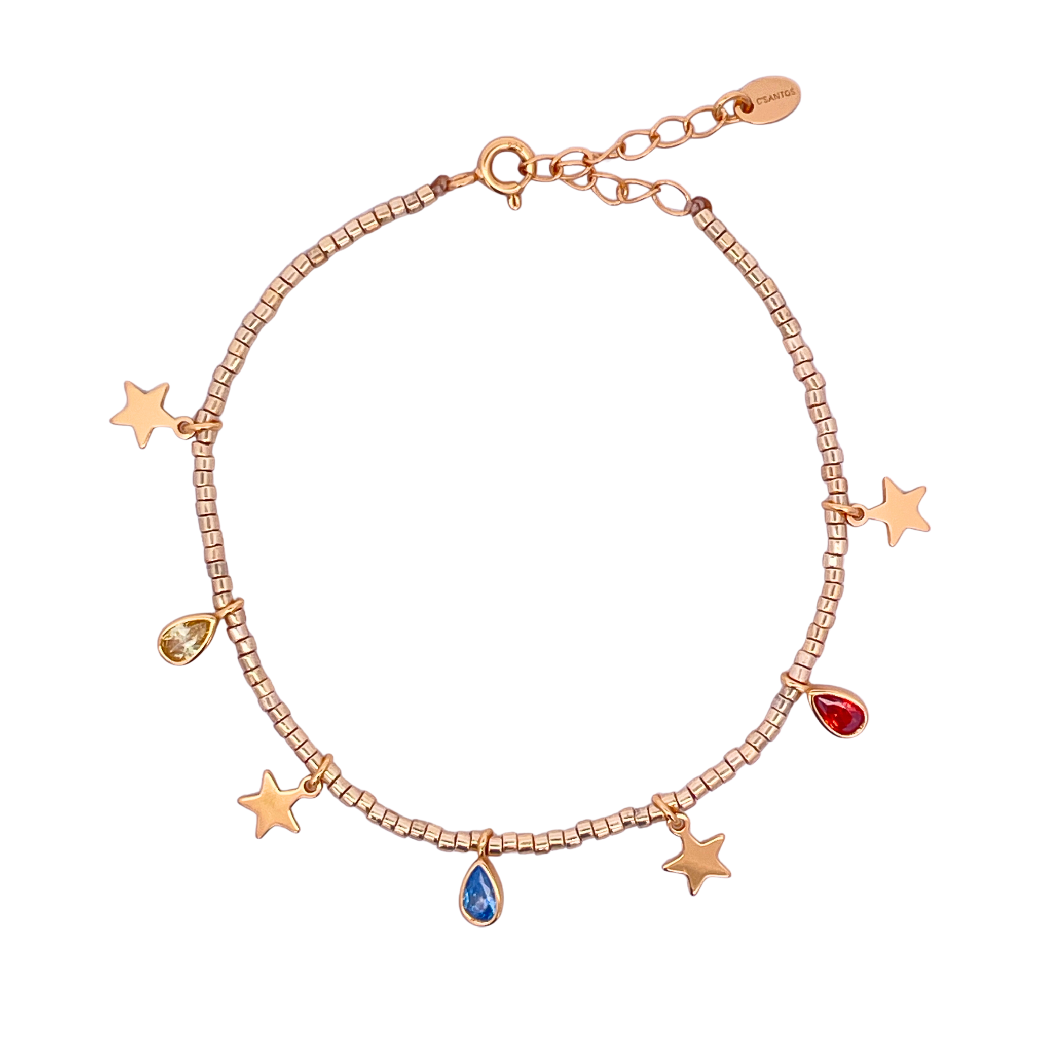 925YG MULTICHARMS STAR AND DROP BEZEL BRACELET BS RB CT