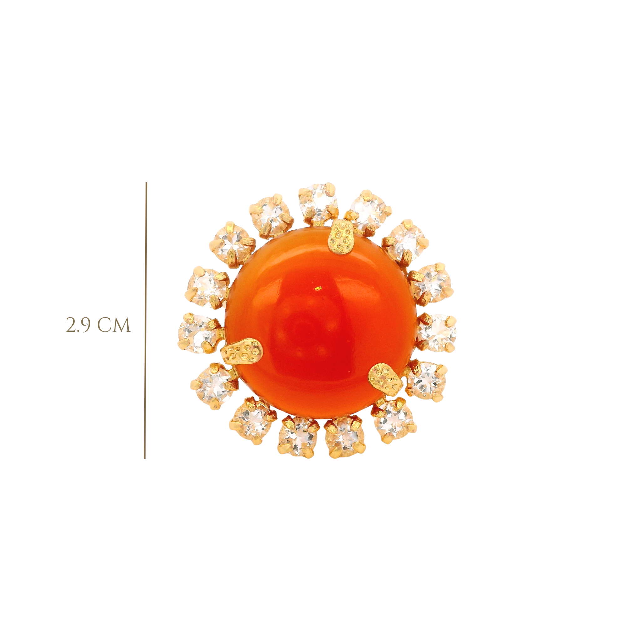 RING ROUND CARNELIAN 20MM AND CLEAR QUARTZ