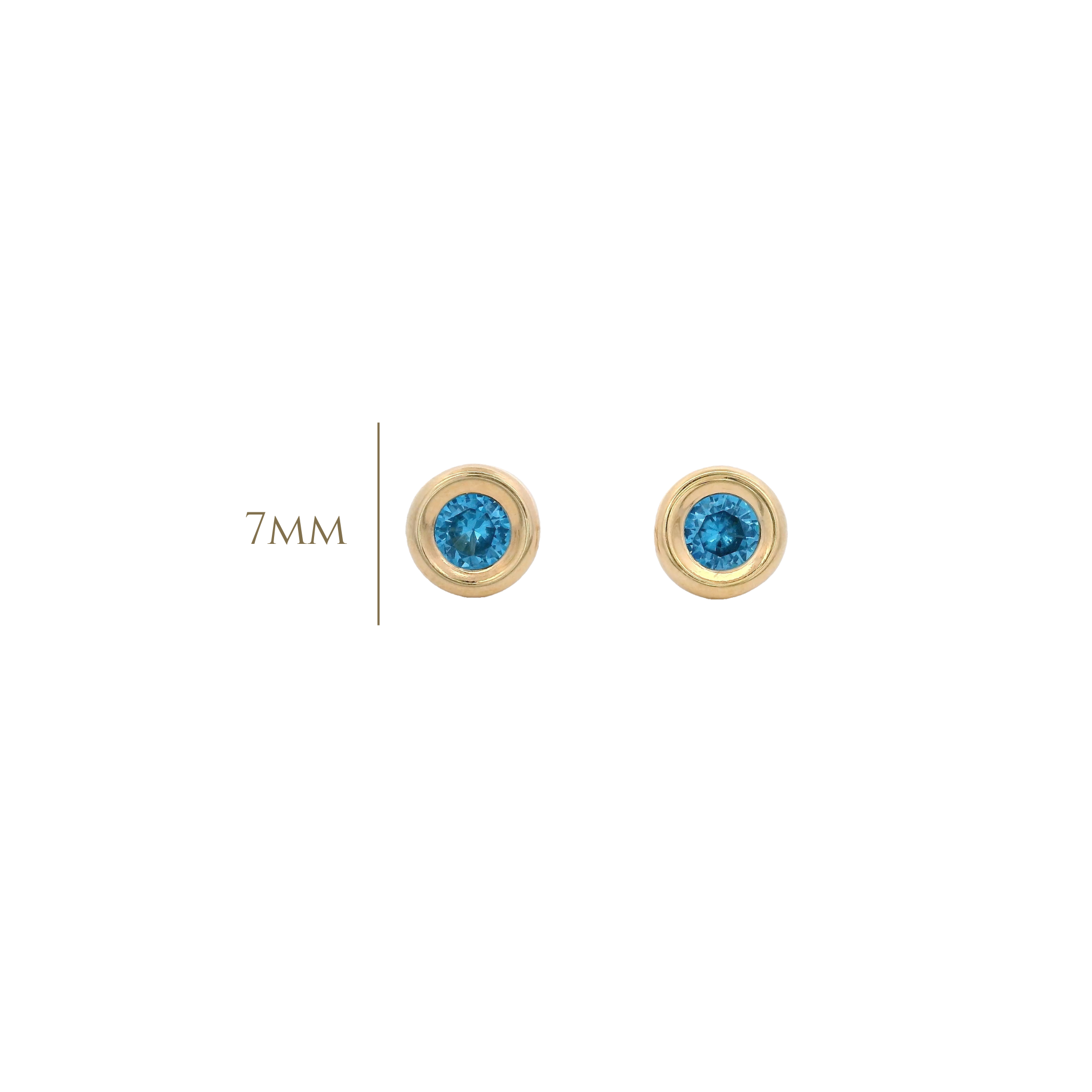 14KY BEZEL MARZO CZ AQUAMARINA EARRINGS
