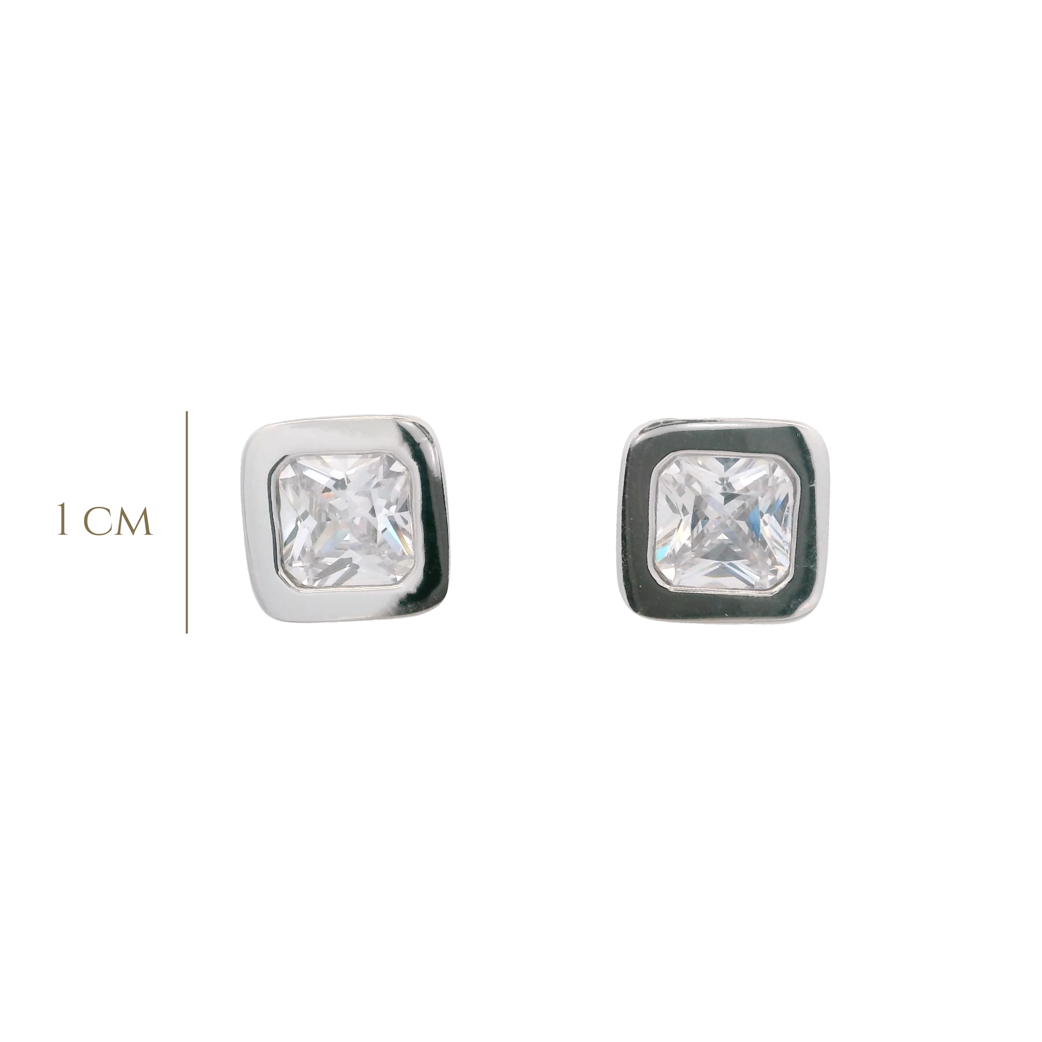 925SL SOLITARY SQUARE CZ EARRINGS