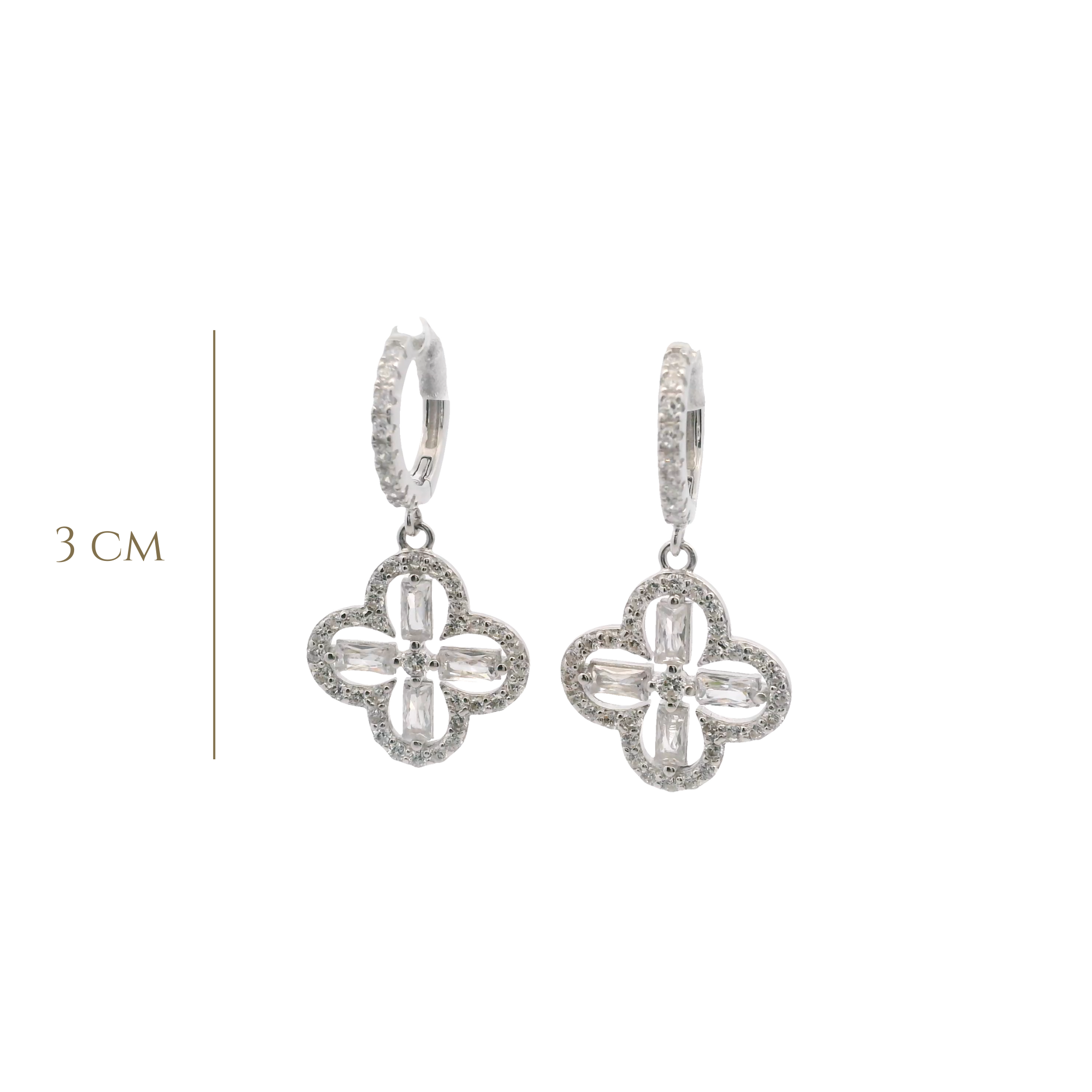 925SL OUTLINE CLOVER CZ EARRINGS