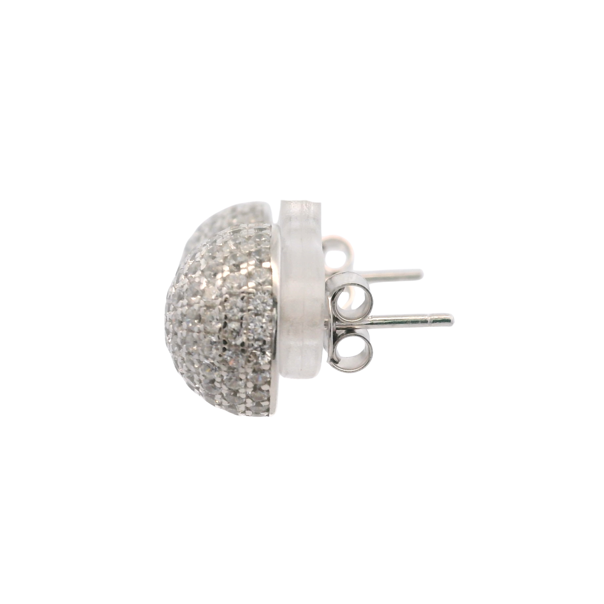 925SL MEDIUM DOME PAVE CZ EARRINGS