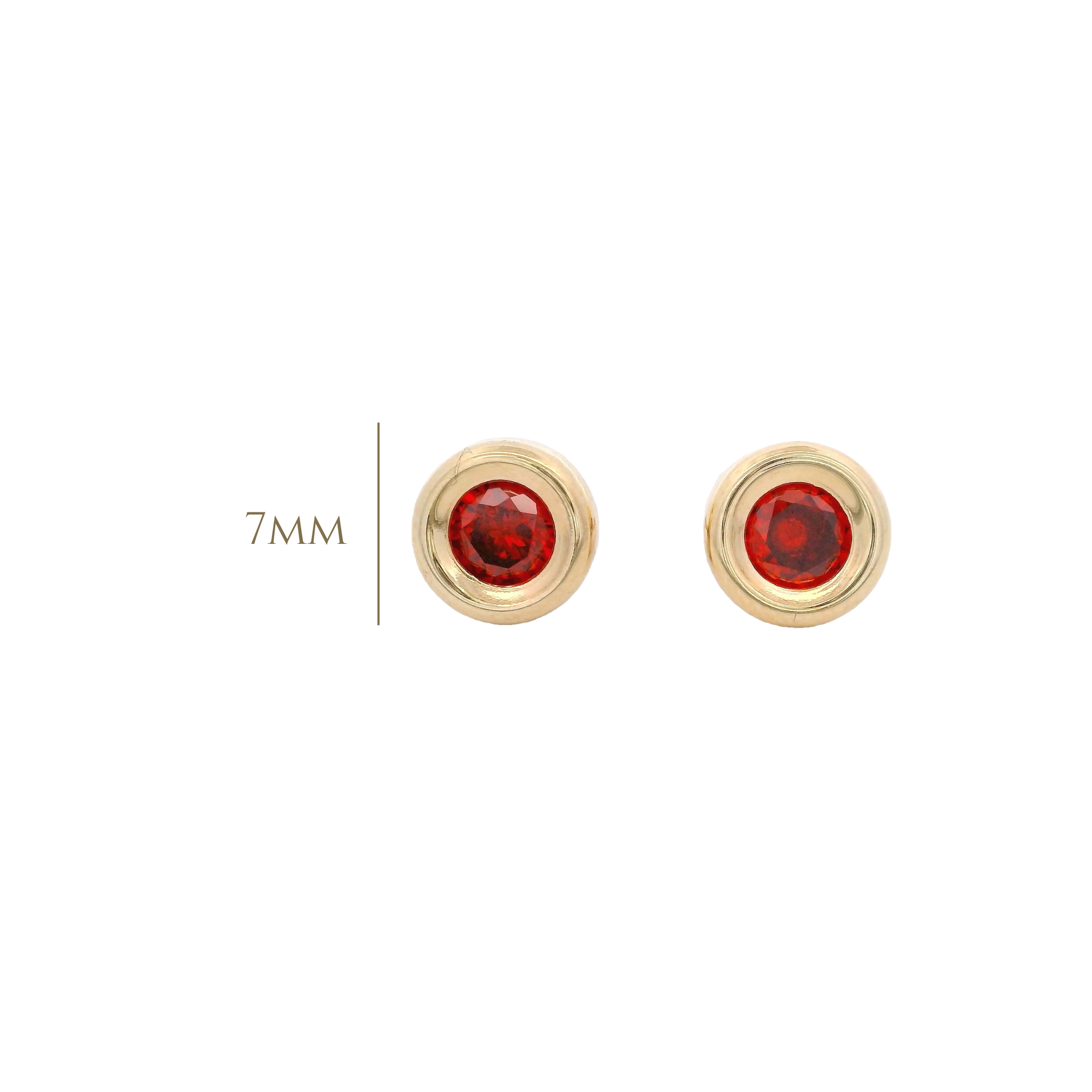 14KY BEZEL ENERO CZ GARNET EARRINGS