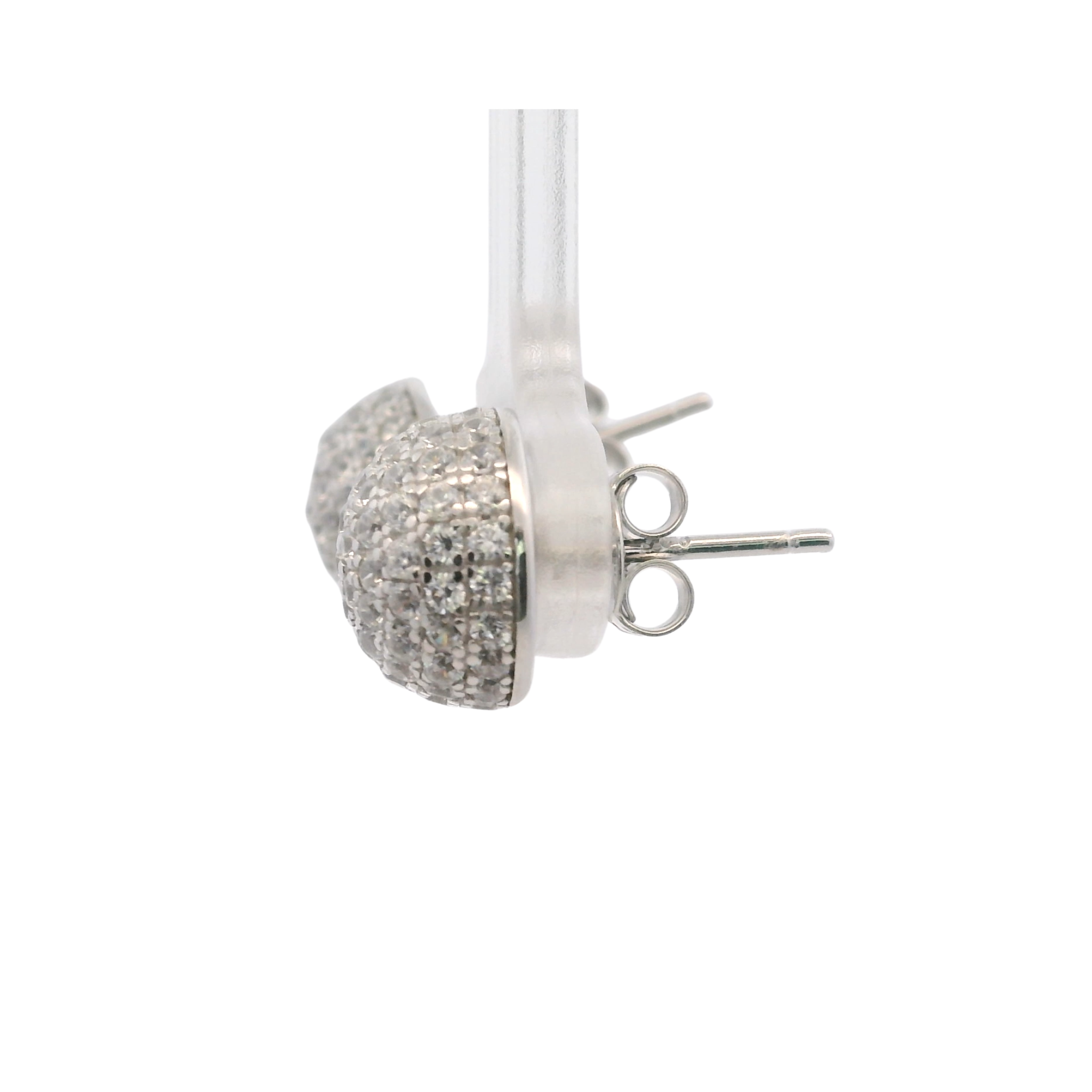 925SL SMALL DOME PAVE CZ EARRINGS