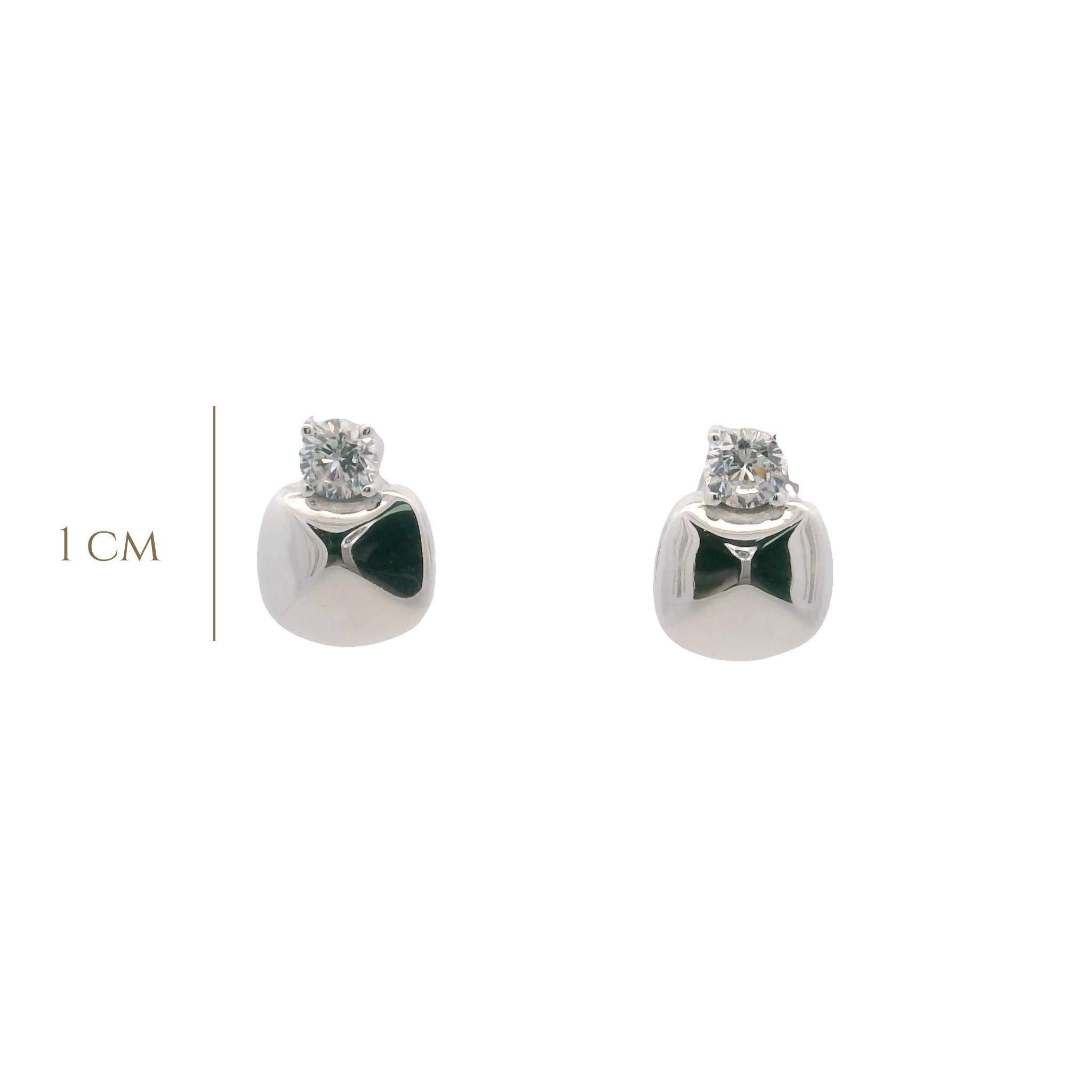 925SL SQUARE SMOOTH WITH CZ EARRINGS