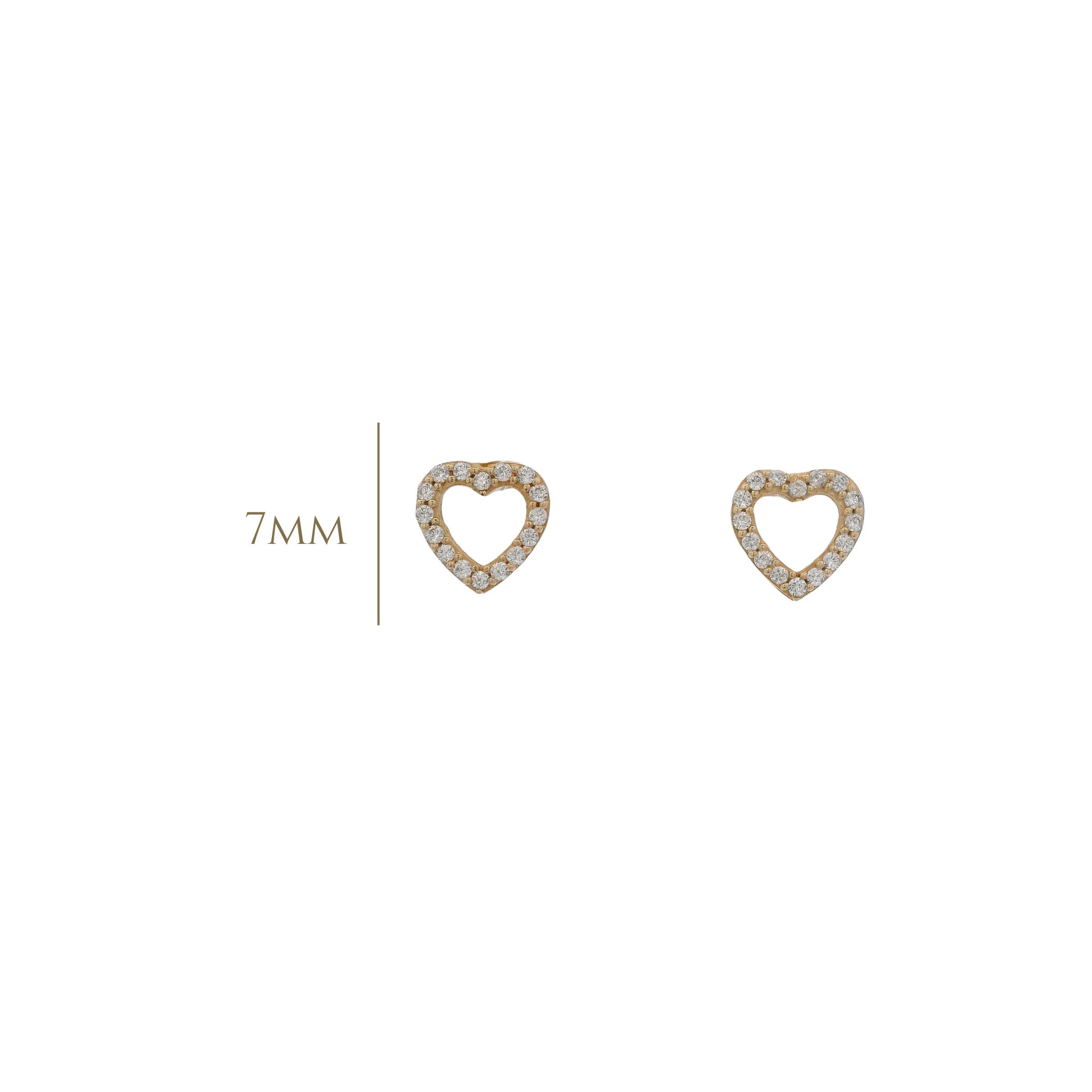 14KY SMALL OUTLINE HEART PAVE EARRINGS