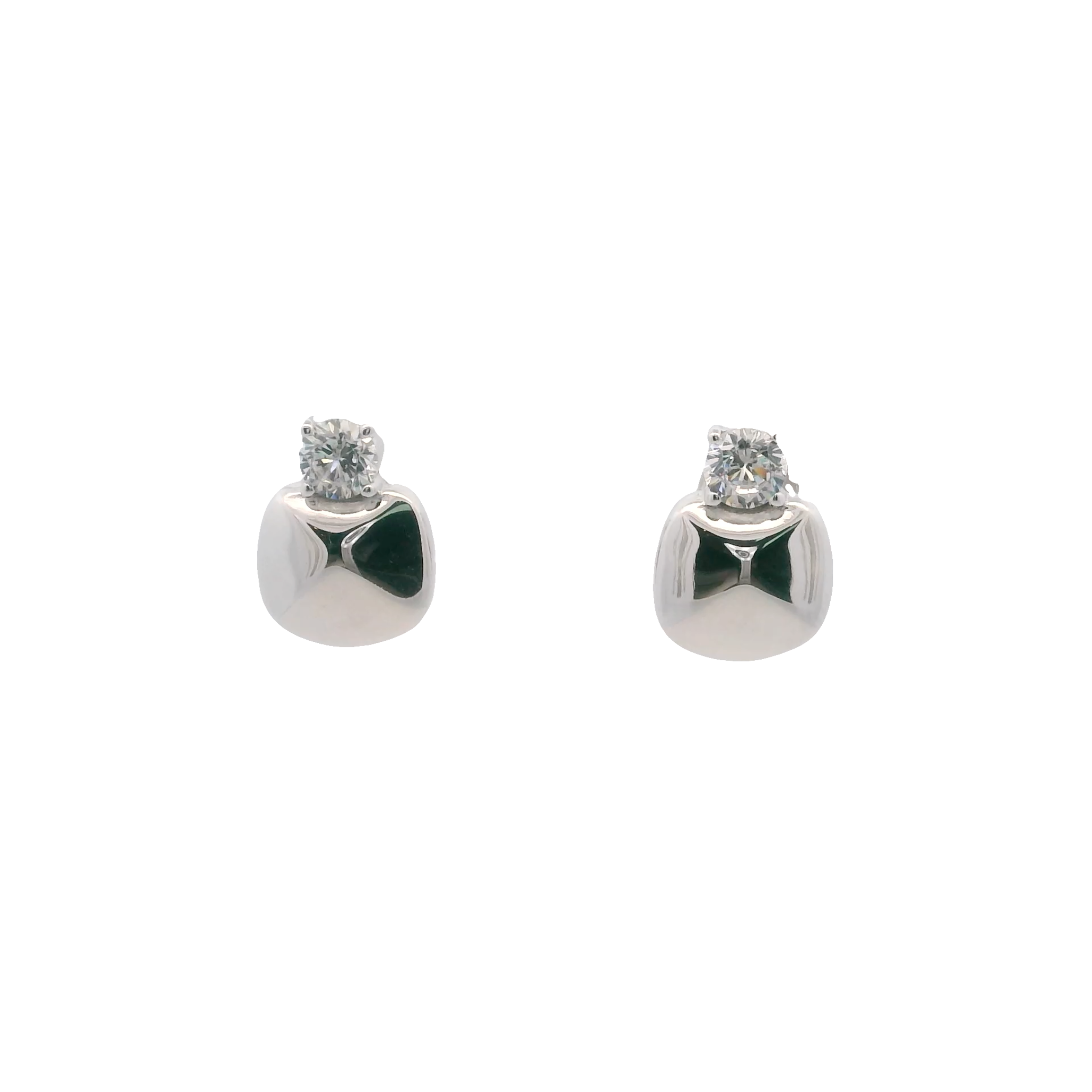 925SL SQUARE SMOOTH WITH CZ EARRINGS