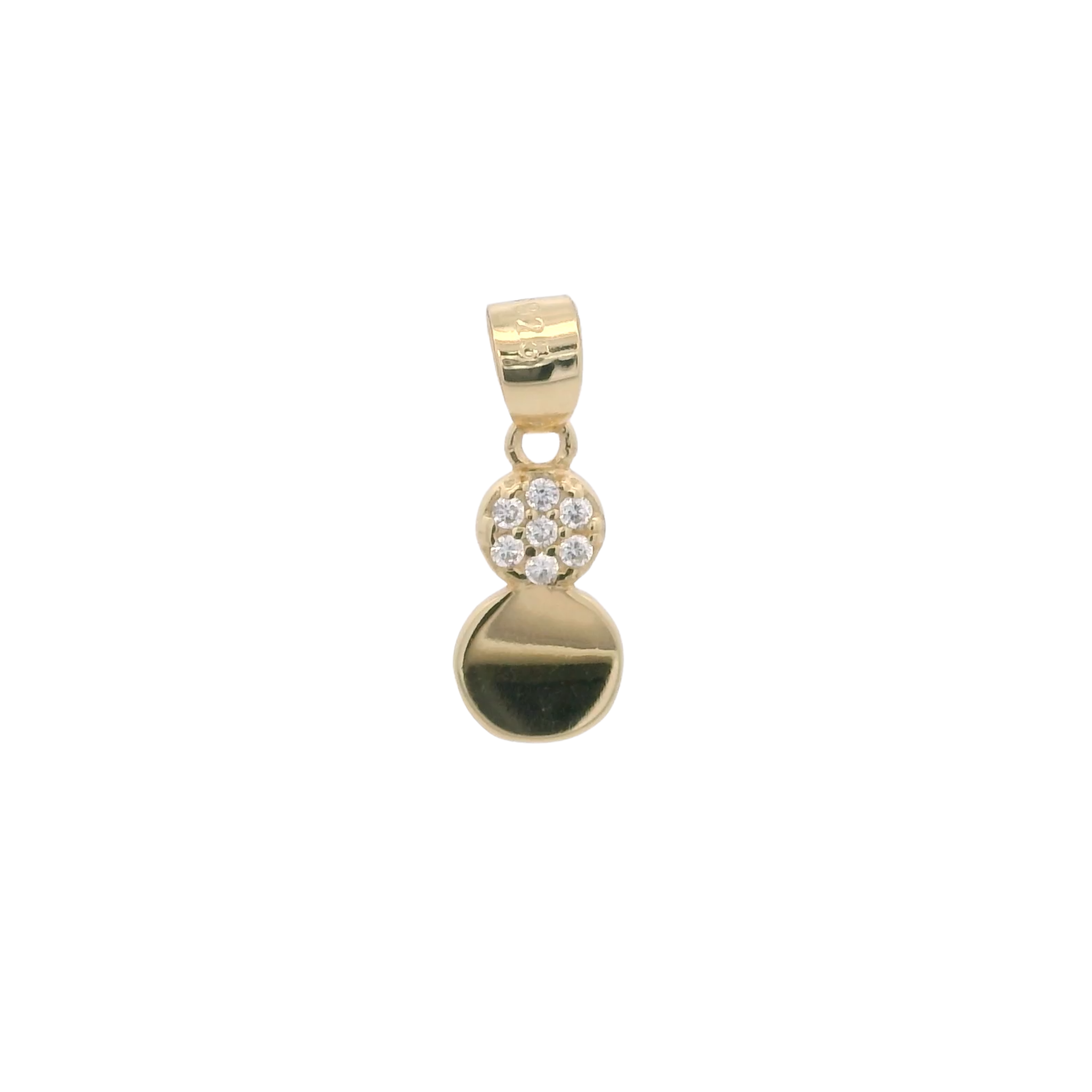 925YG CIRCLE SMOOTH AND CIRCLE PAVE PENDANT