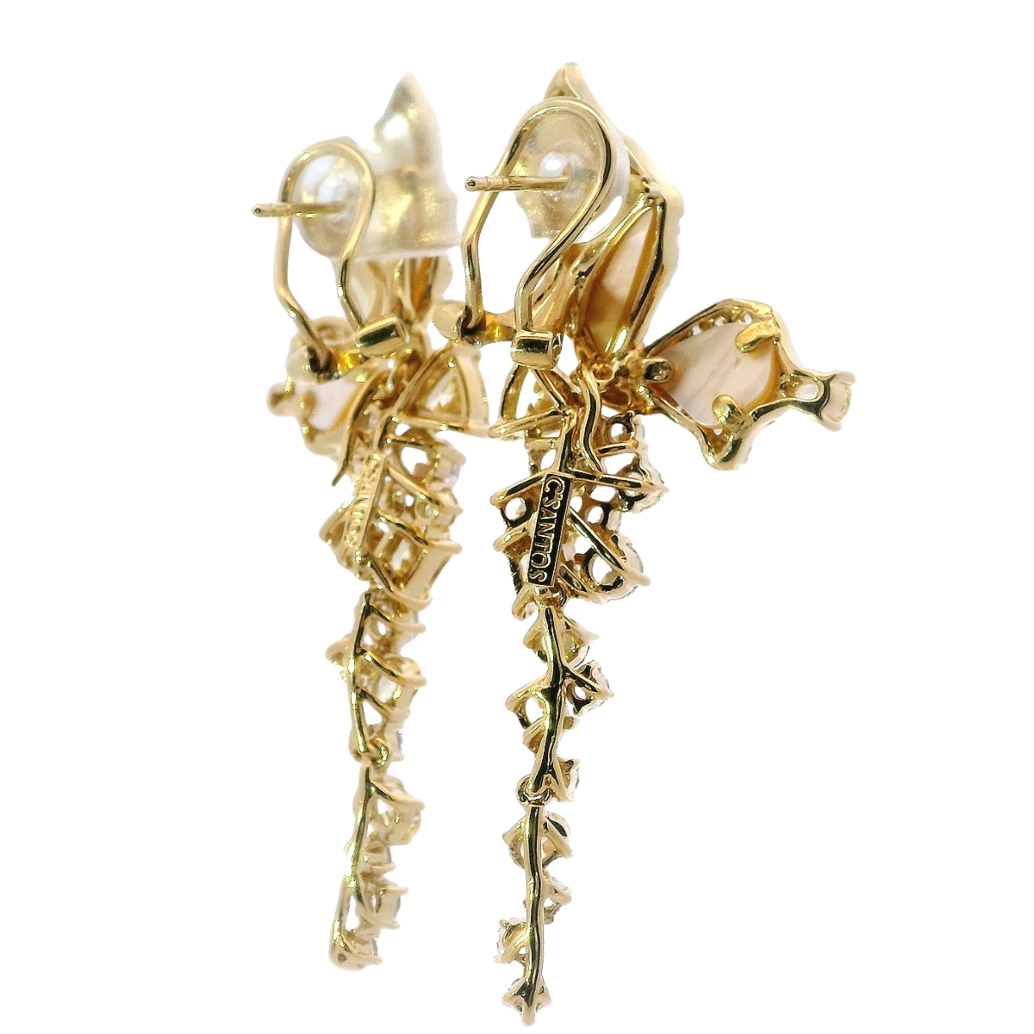 925YG HALF BUTTERFLY WITH DROP YELLOW EARRINGS