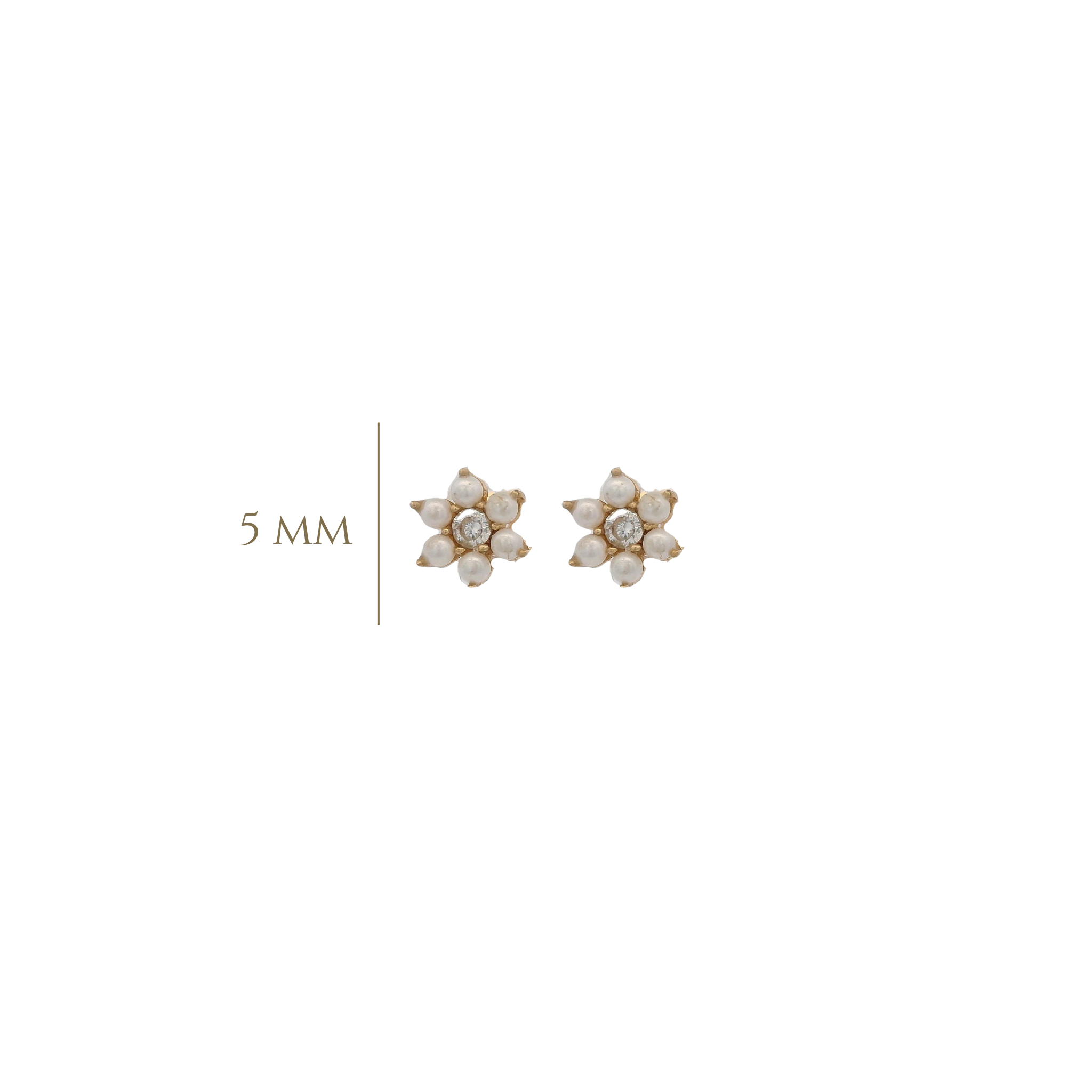 14KY MINI FLOWER PEARLS EARRINGS