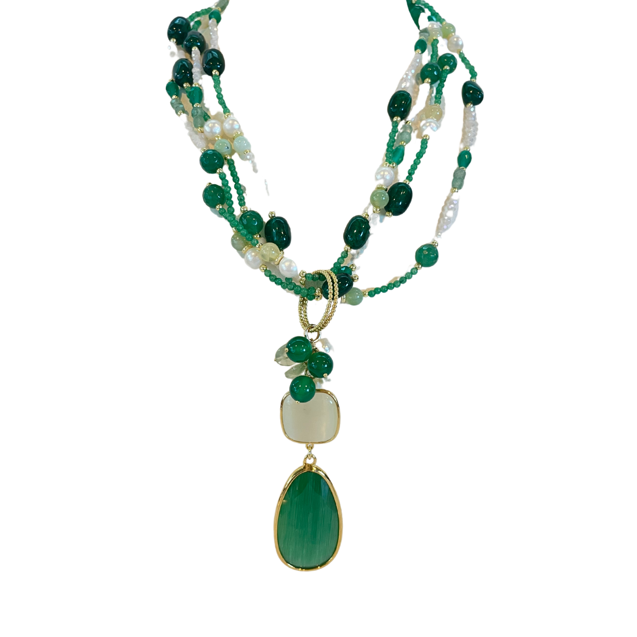 925GG CRISTAL A VERDE PERLE GIADA NECKLACE