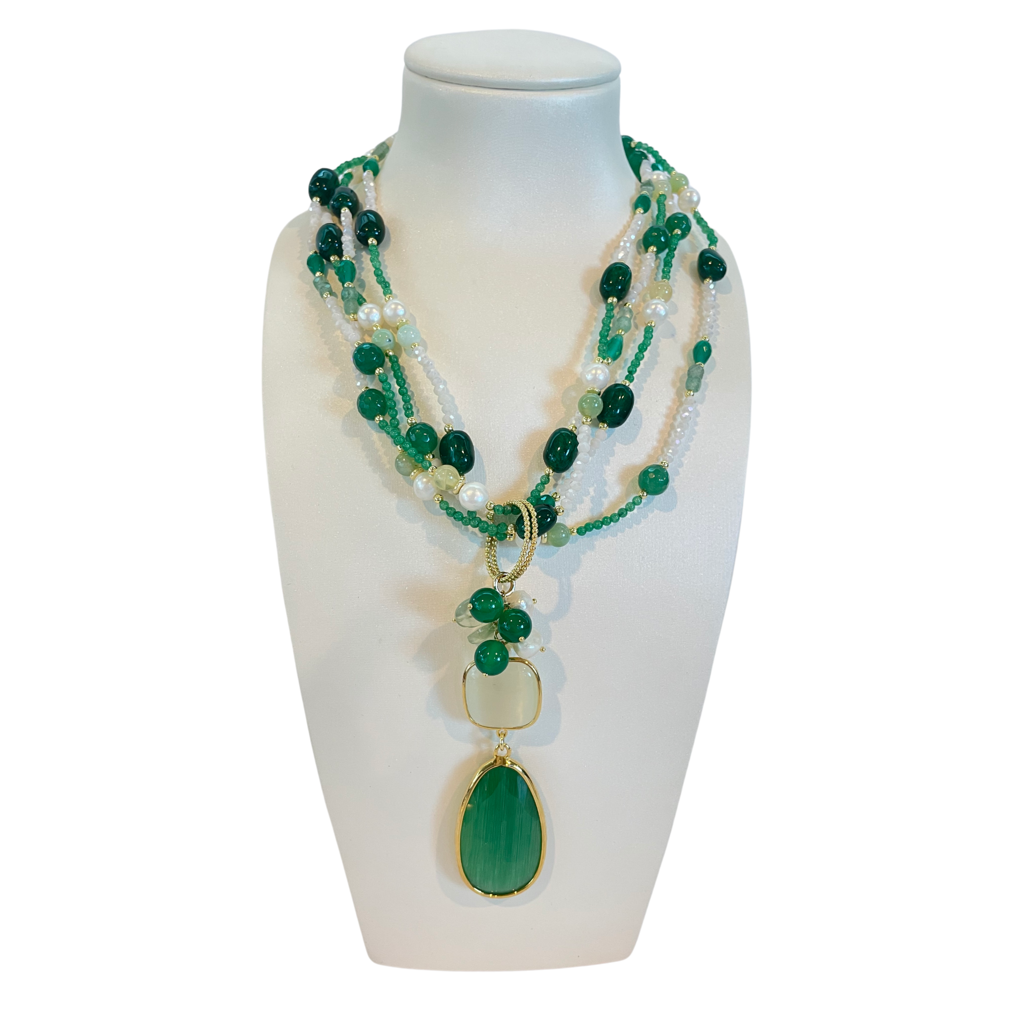 925GG CRISTAL A VERDE PERLE GIADA NECKLACE