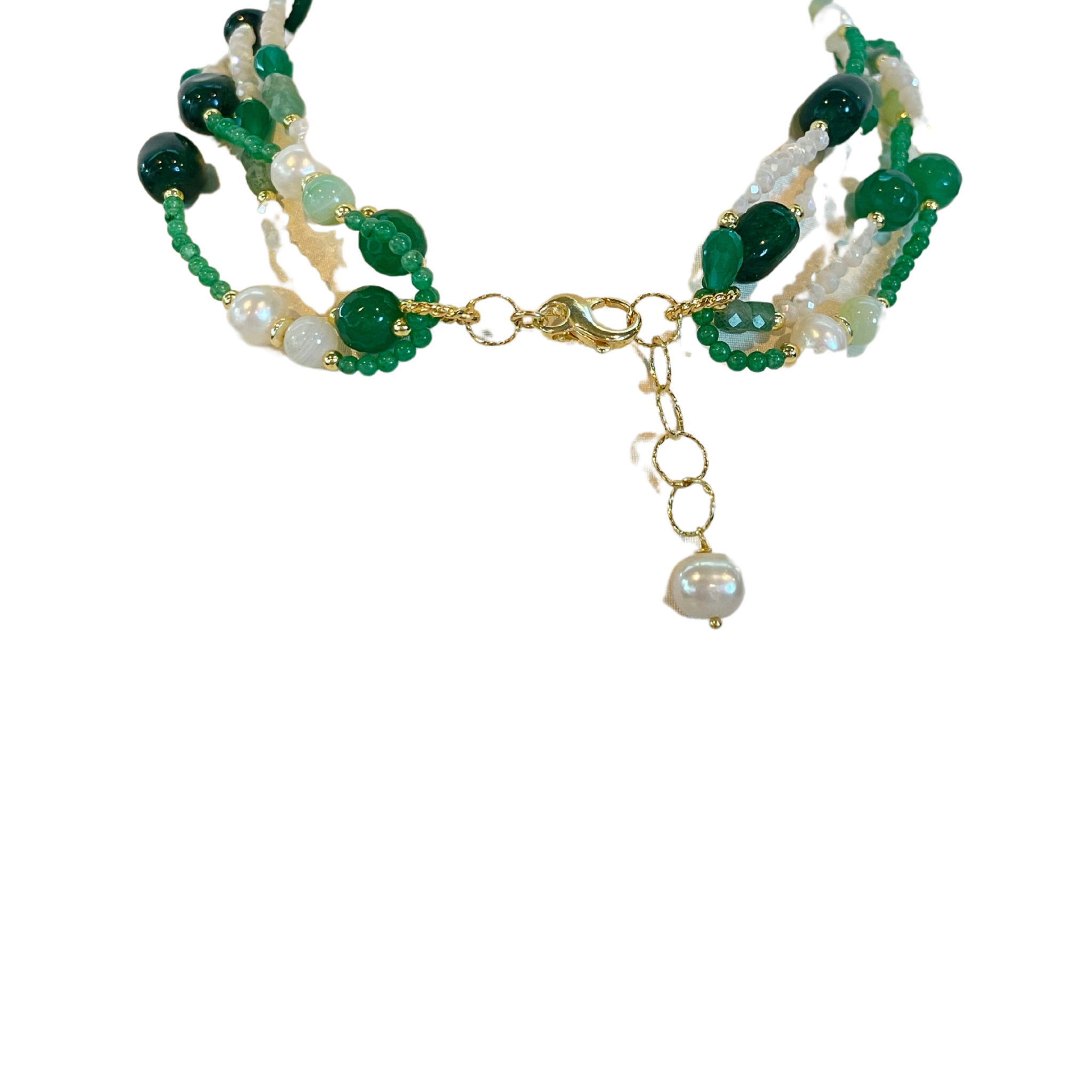 925GG CRISTAL A VERDE PERLE GIADA NECKLACE