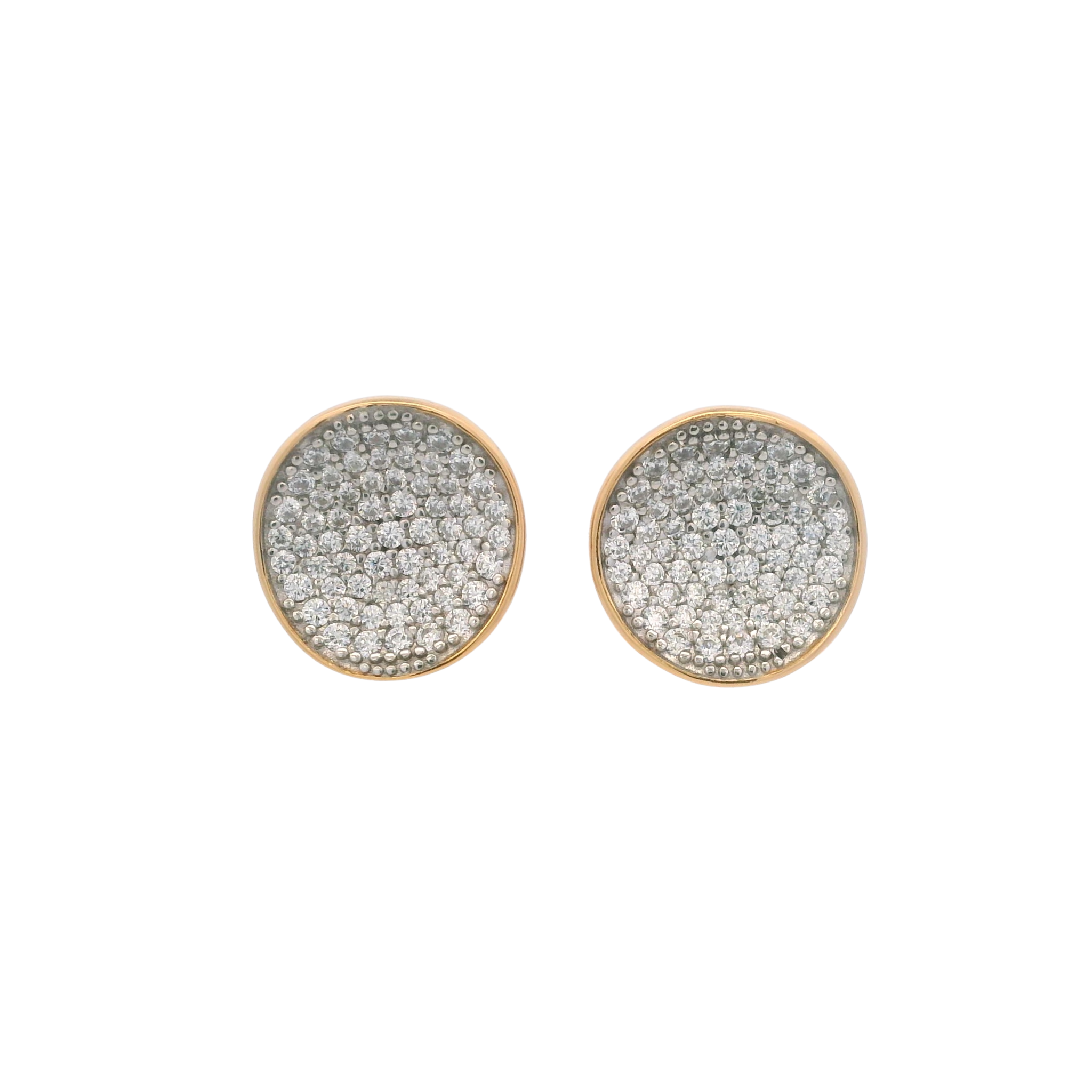 925YG CIRCLE DOME PAVE EARRINGS