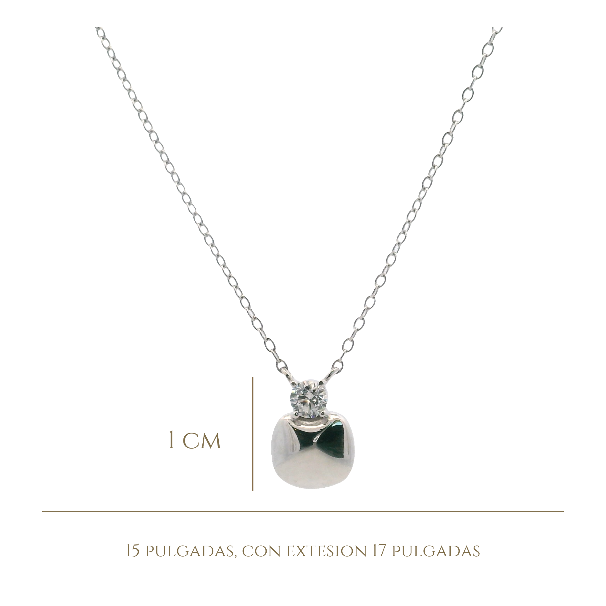 925SL SQUARE SMOOTH WITH CZ NECKLACE