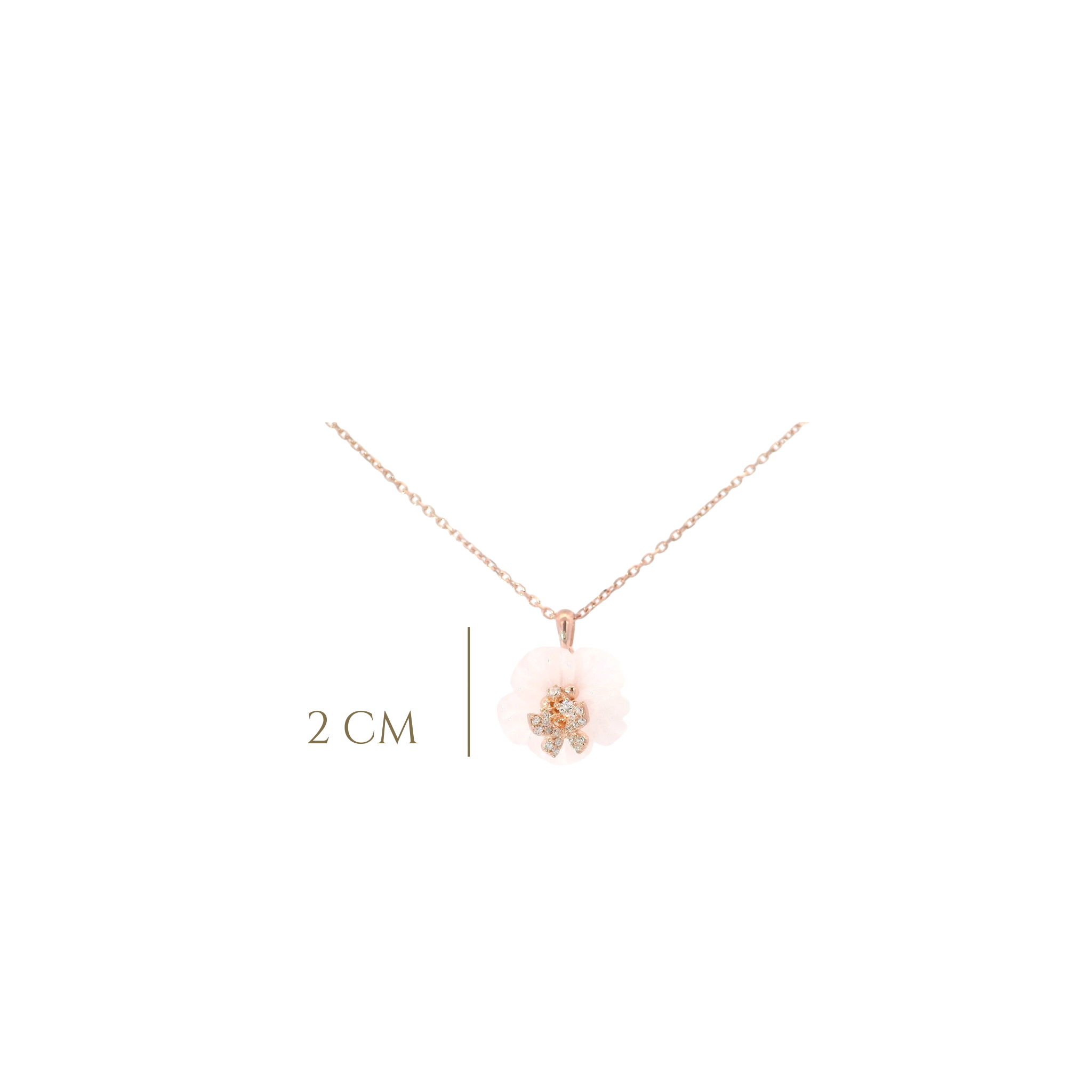 925RG FLOWER TRANSLUCENT AND MINI BUTTERLY PAVE NECKLACE