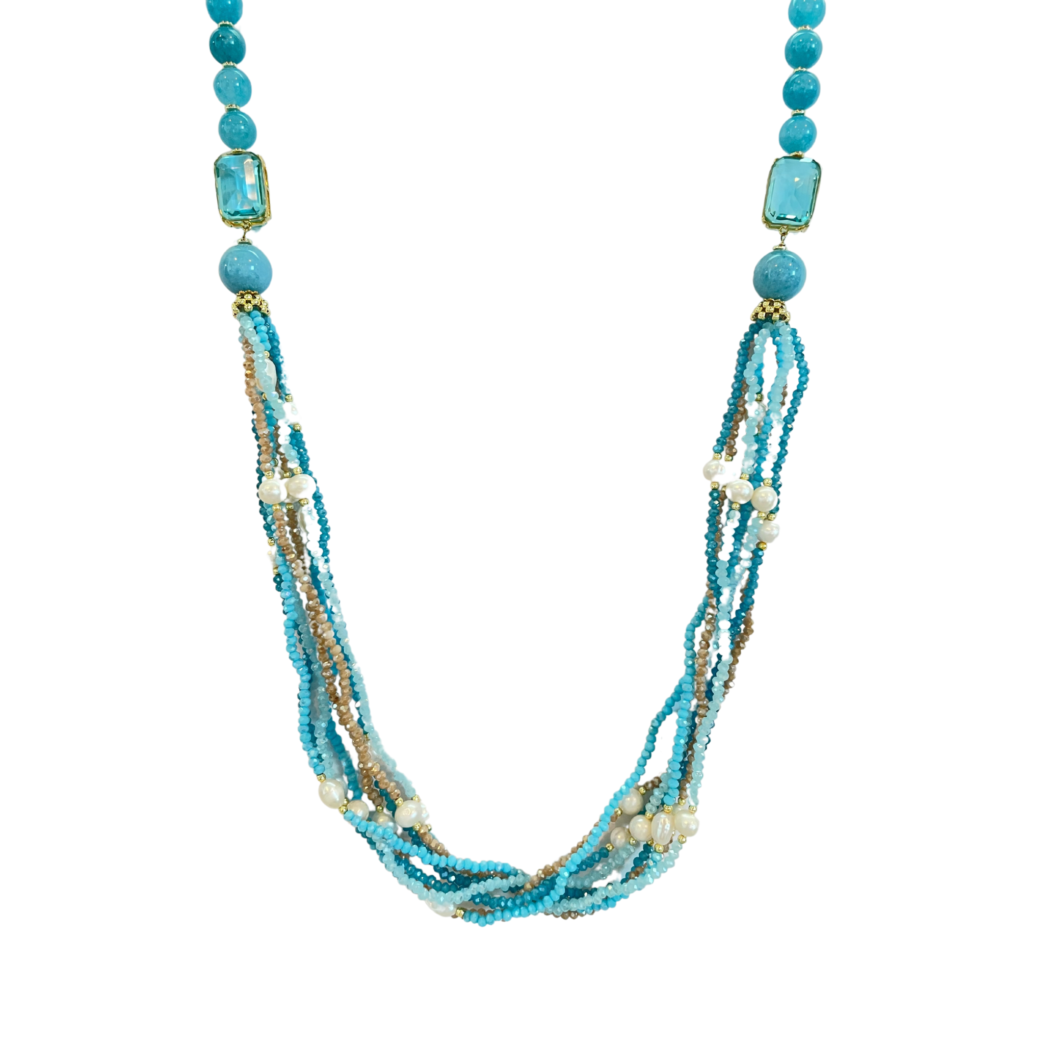 925GG ANGELITE CRISTALLI PERLE NECKLACE