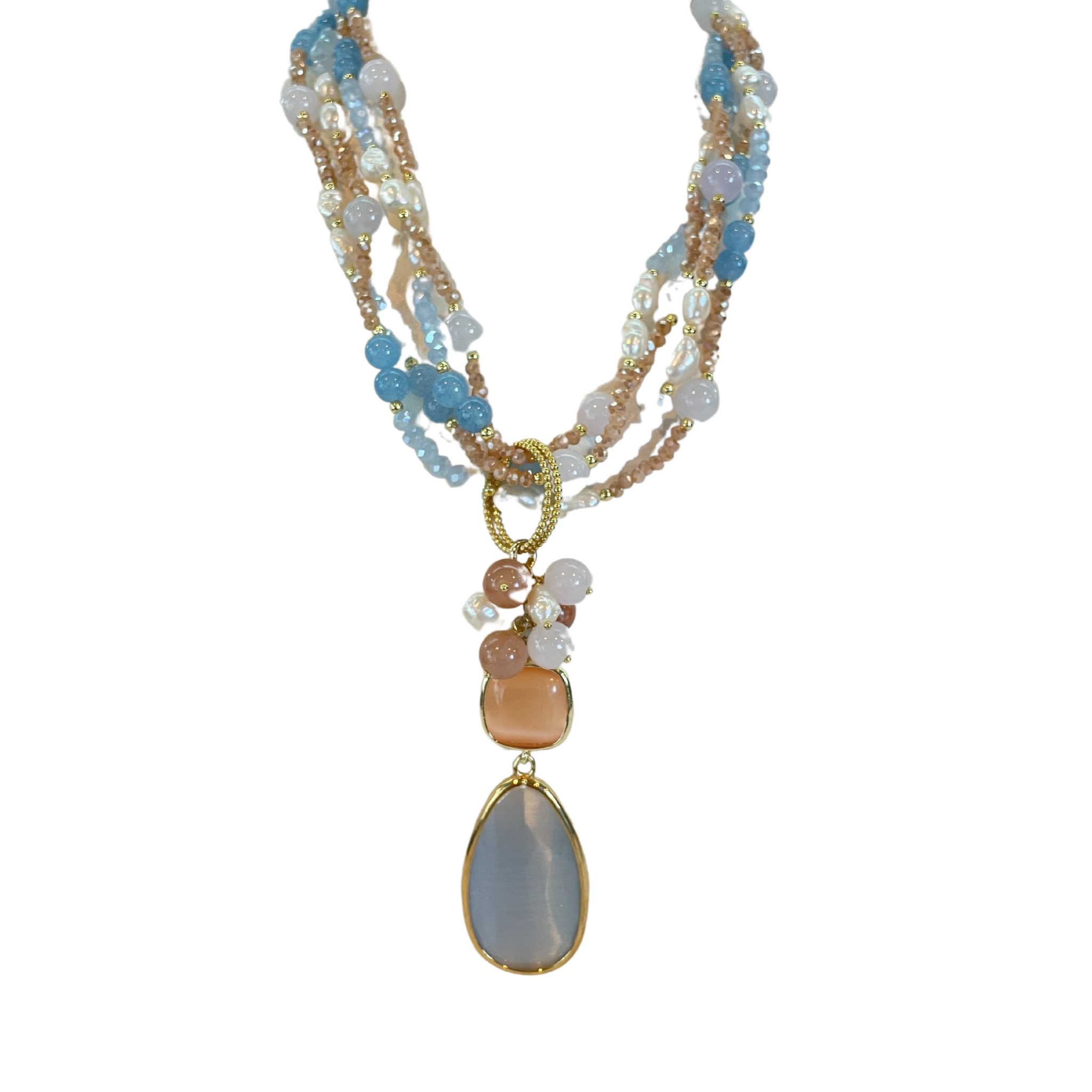 925GG CRIST AGATA PERLE NECKLACE