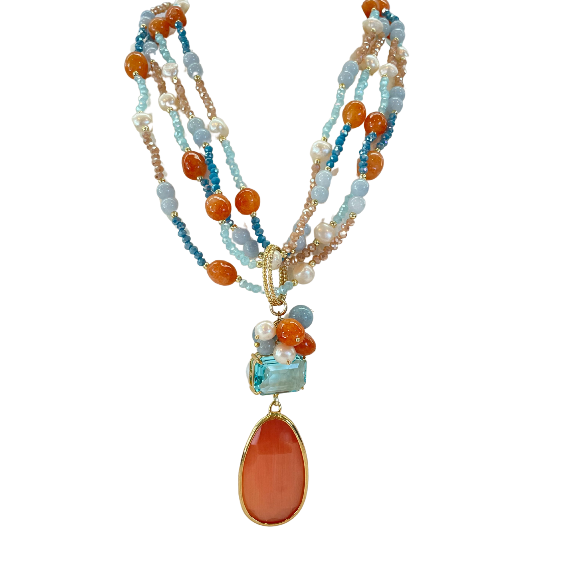 925GG CRISTALLI GIADA PERLE NECKLACE
