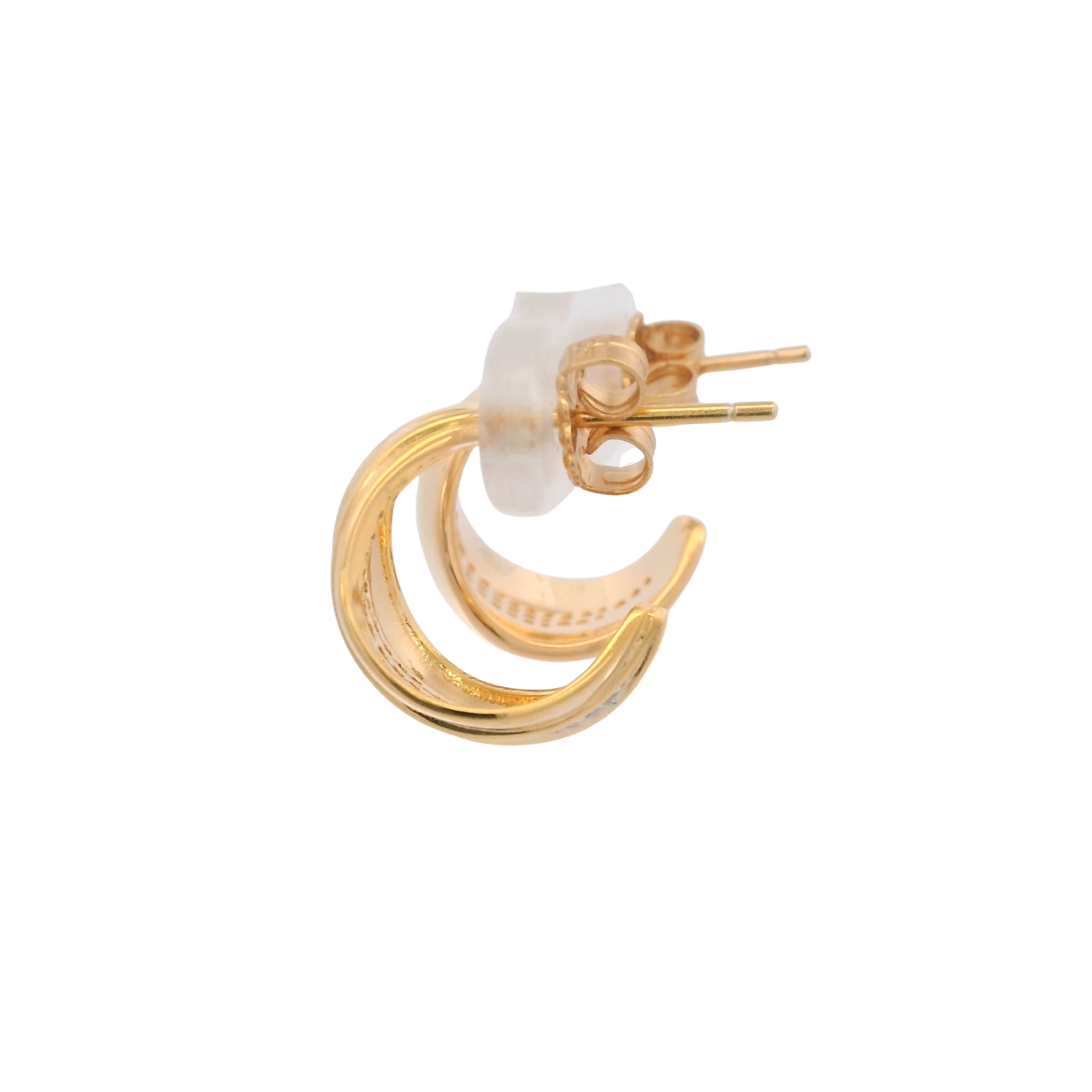 925YG DOME CENTER CZ EARRINGS