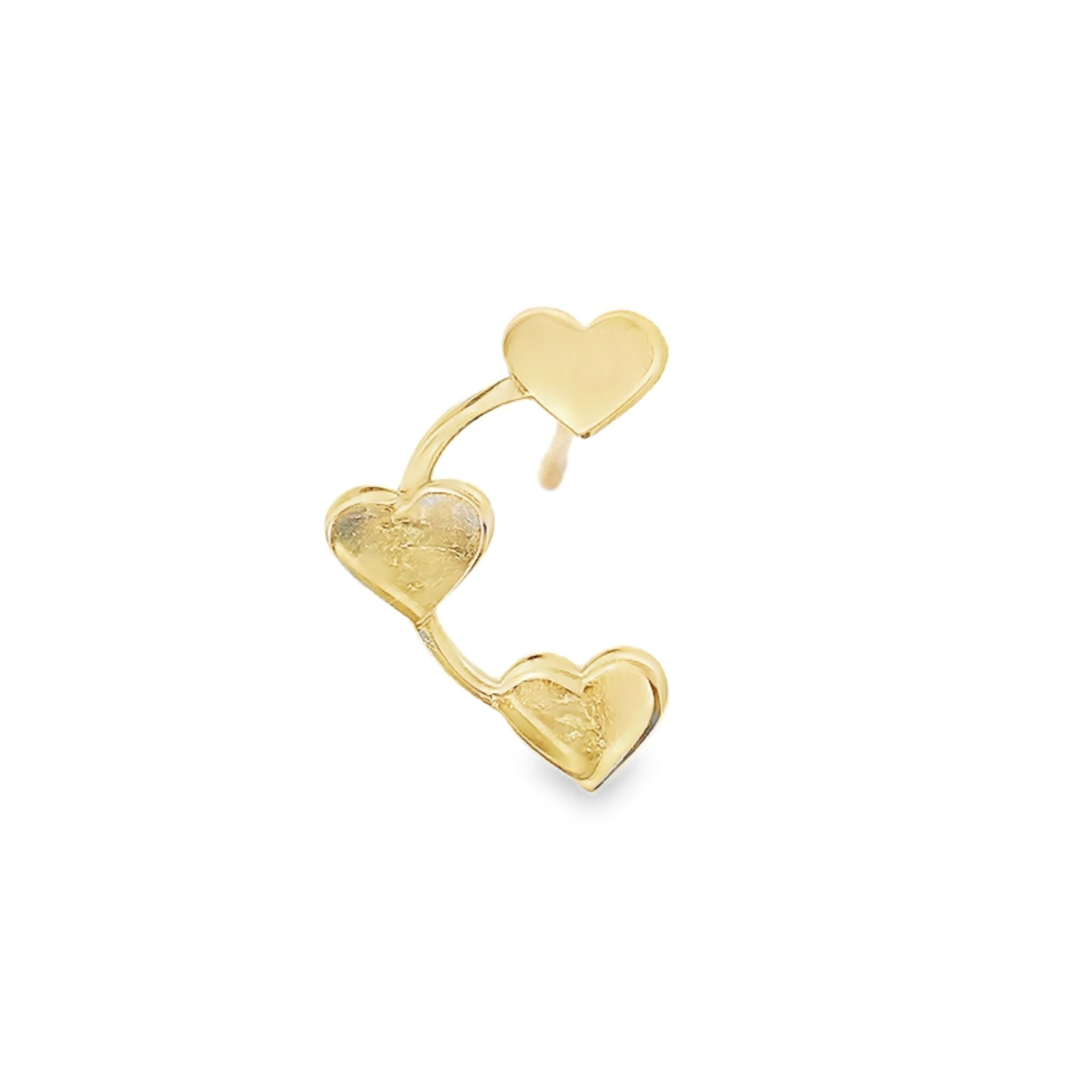 PIERCING CURVE HEARTS PLAIN IN 14KT YELLOW GOLD