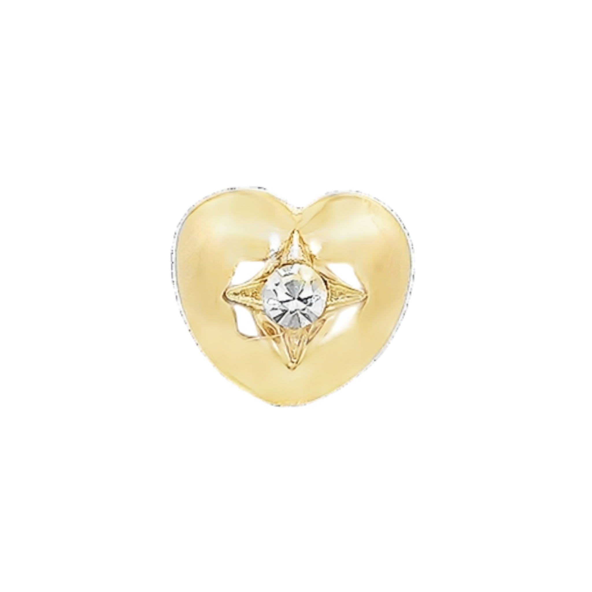 PIERCING HEART WITH CRYSTAL IN 14KT YELLOW GOLD