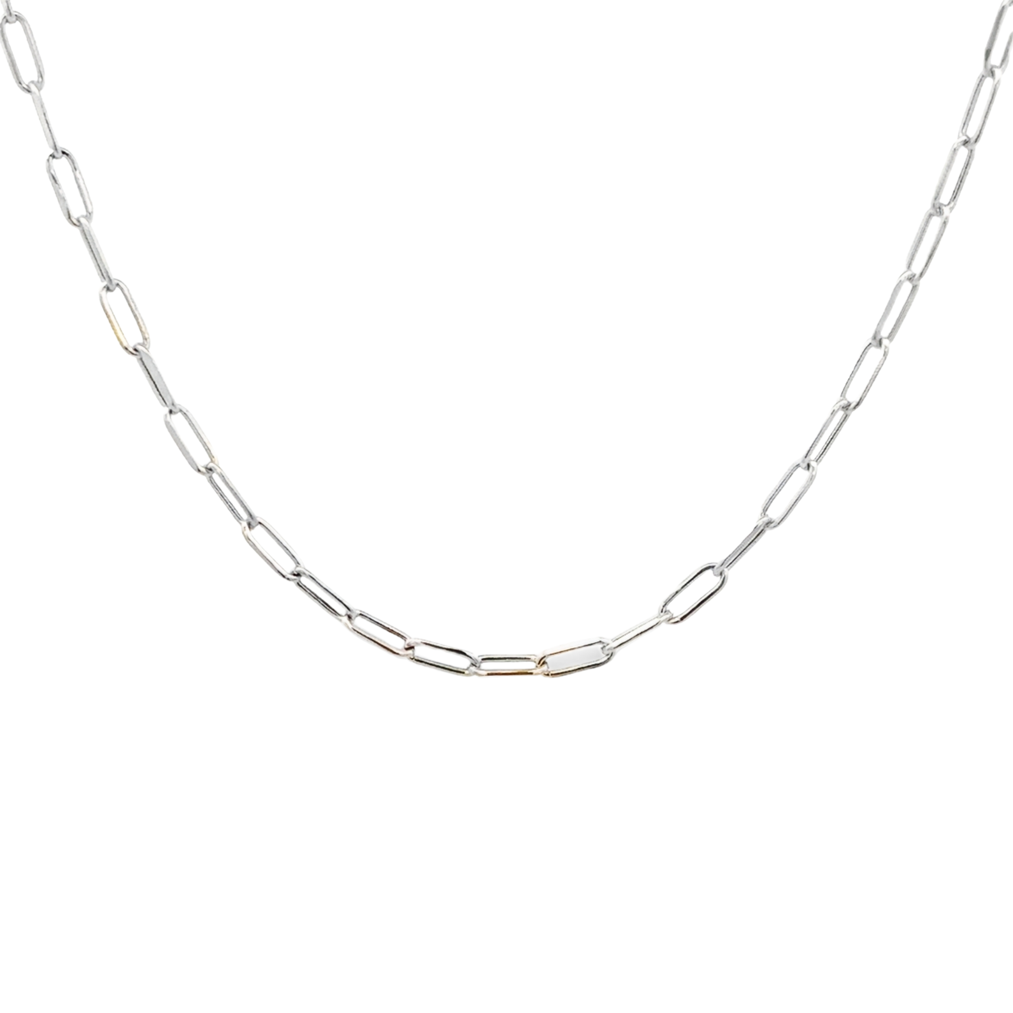 PAPER CLIP CHAIN IN 14KT WHITE GOLD