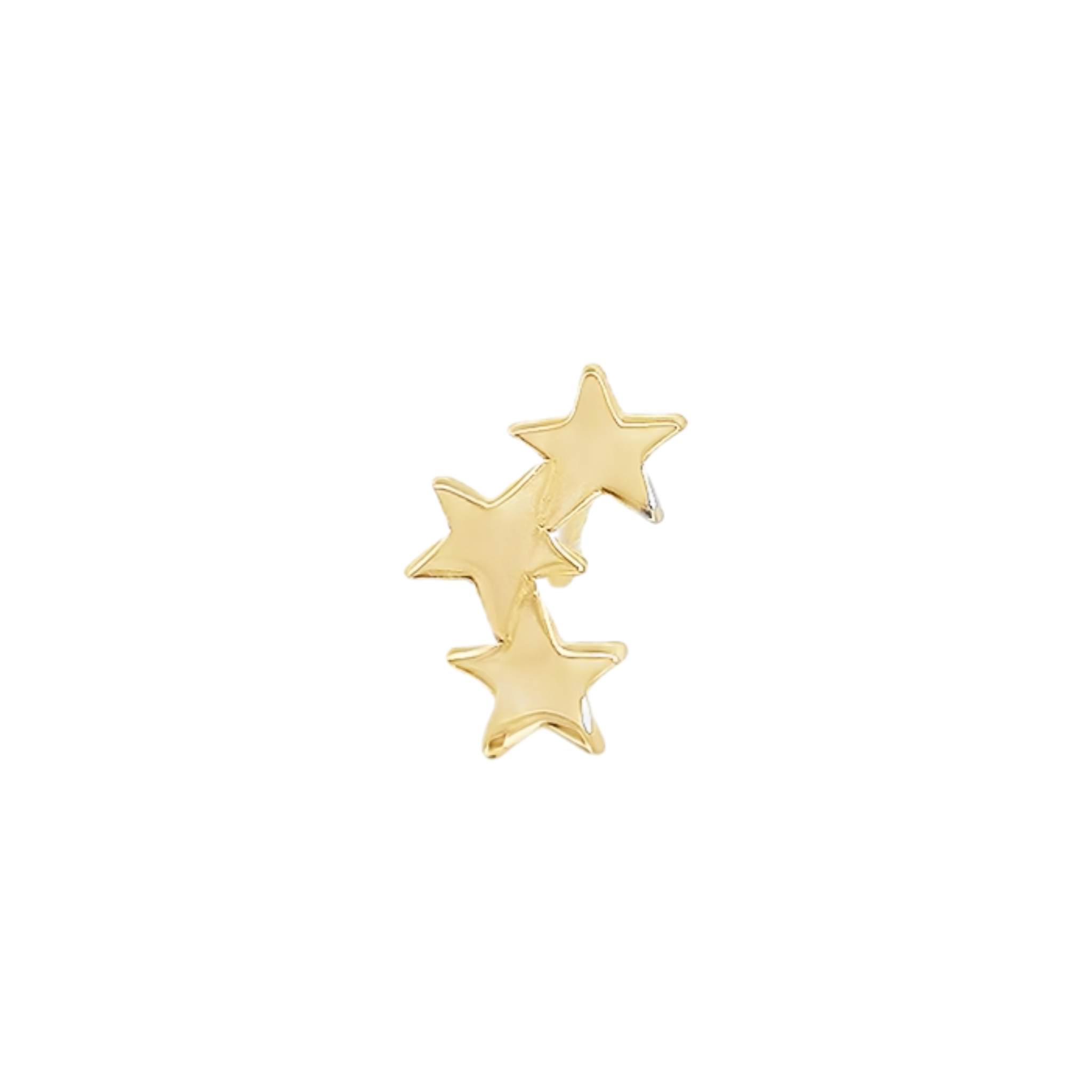 PIERCING THREE STARS PLAIN IN 14KT YELLOW GOLD